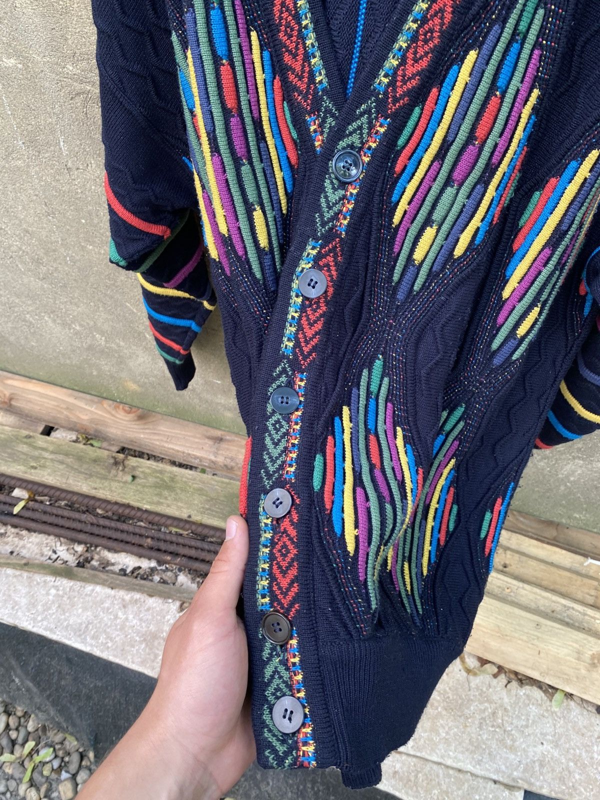 Carlo Colucci Carlo Colucci Color Cable Knitted Cardigan Size US L / EU 52-54 / 3 - 6 Thumbnail