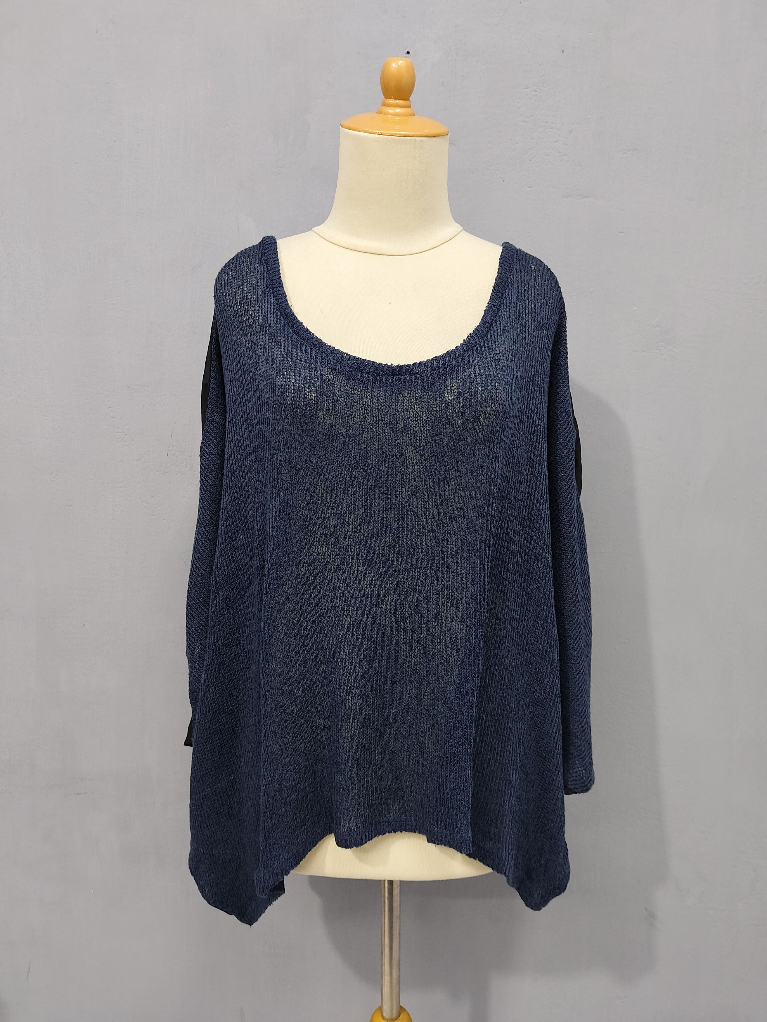 Japanese Brand DREA my MINX🇯🇵Knit Sheer Chiffon Lace Back Panel Oversized Size XL / US 12-14 / IT 48-50 - 2 Thumbnail
