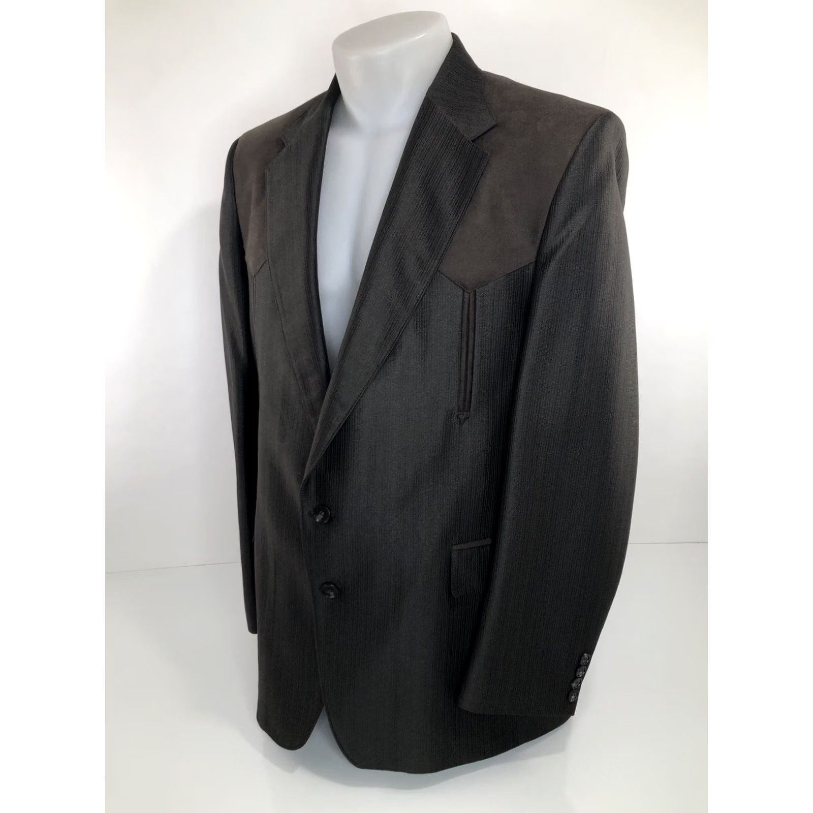 YOKE SHEPLERS Blazer Shirt Mens 42 R USA Brown Rockabilly Yoke Western Blazer Jacket EXCELLENT Size 42R - 3 Thumbnail