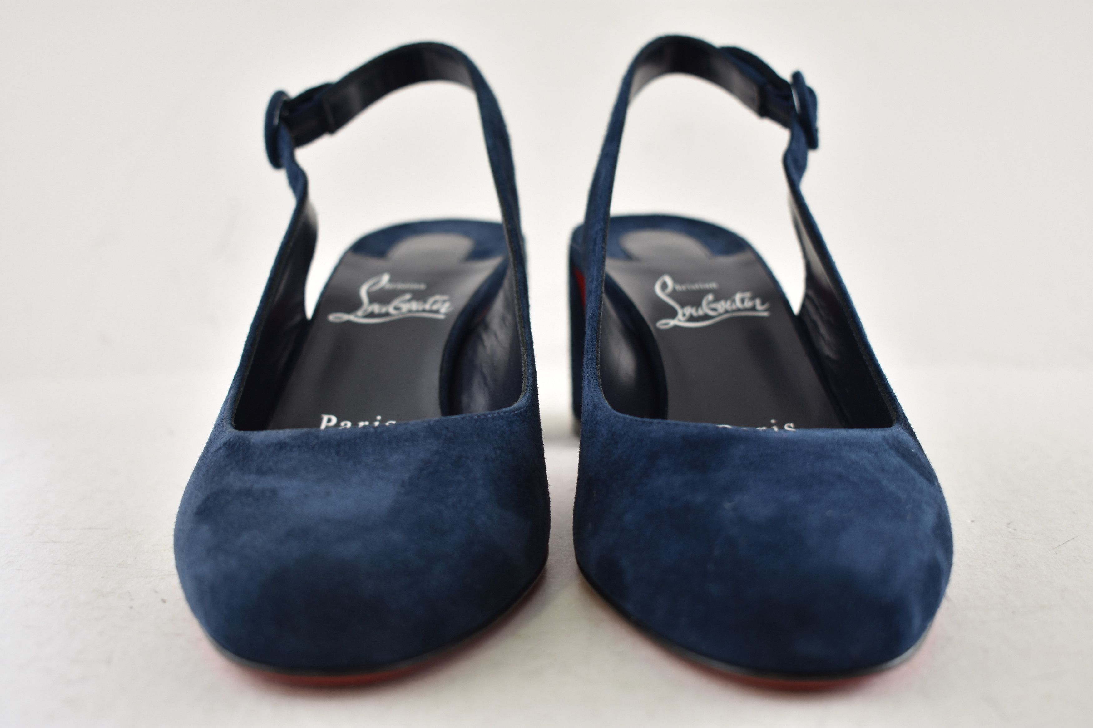 Christian Louboutin So Jane Sling 55 Marine Blue Slingback Sandal Block Heel 36 Size US 6 / IT 36 - 8 Thumbnail
