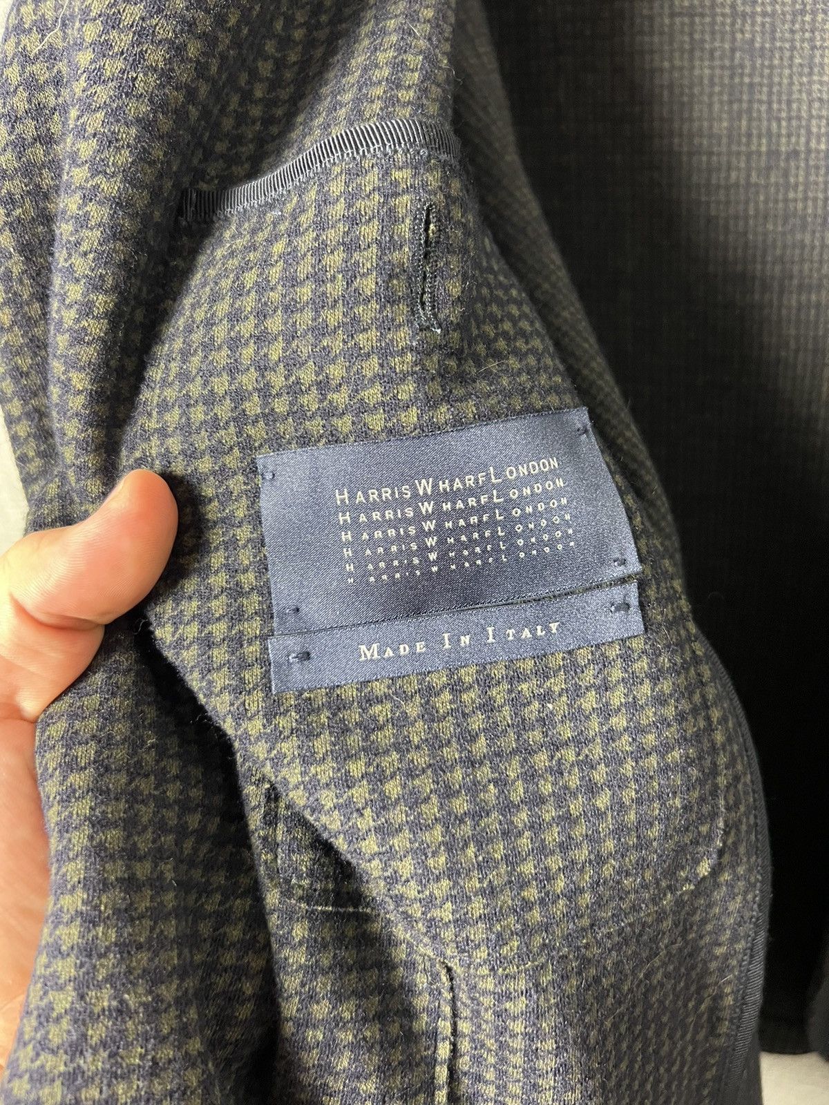 Harris Wharf London Harris Wharf London Moleskin Houndstooth Soft Blazer Jacket Size 38R - 20 Thumbnail