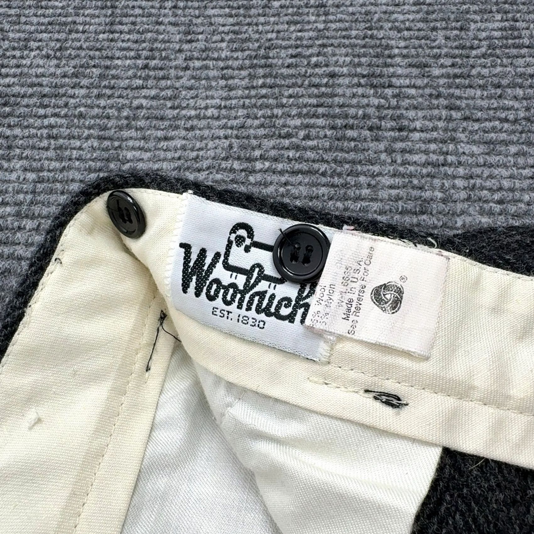 Vintage VINTAGE Woolrich Pants Mens 32 Grey Wool Herringbone Raw Hem Wide Leg Heritage Size US 32 / EU 48 - 6 Thumbnail