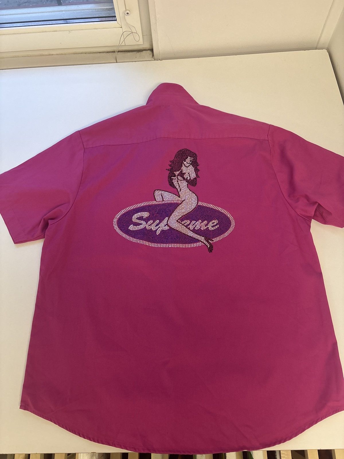 Supreme Supreme Rhinestone Pin-Up Shirt – Pink – Size Large Size US L / EU 52-54 / 3 - 4 Thumbnail