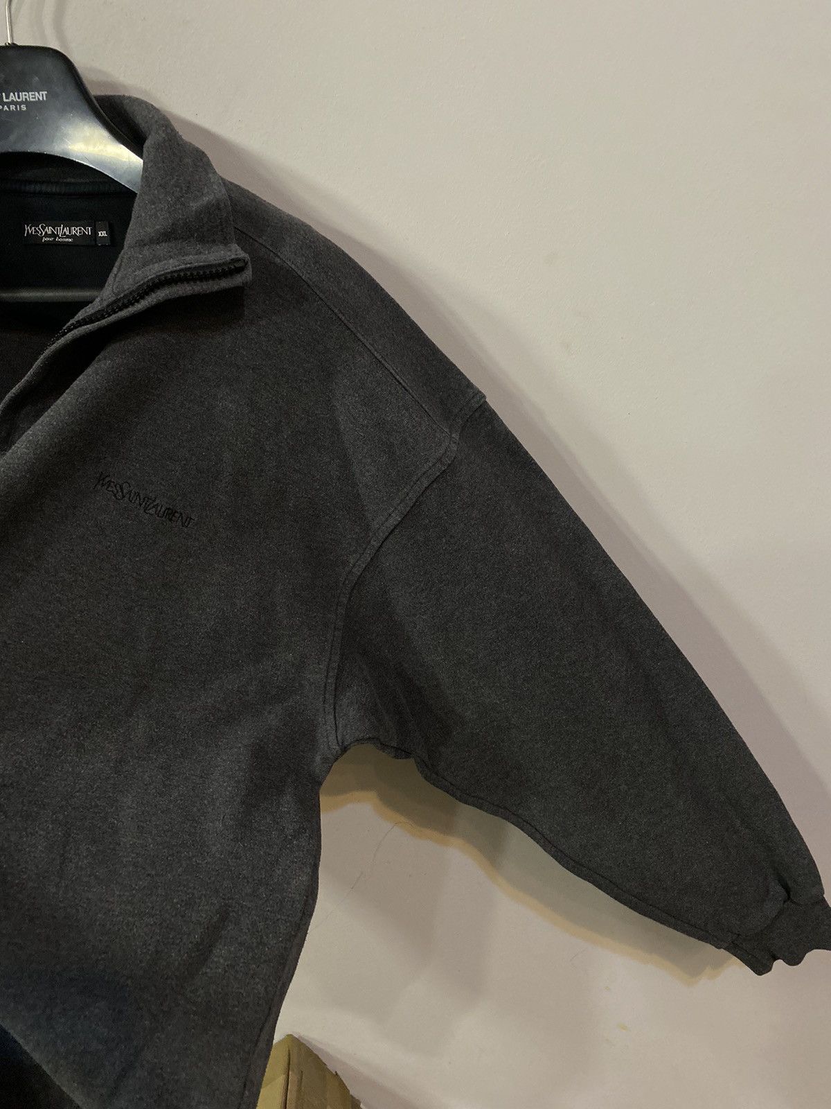 Yves Saint Laurent 90’s YSL Sweatshirt 1/4 Zip Grey YSL Sweater Size US XL / EU 56 / 4 - 14 Thumbnail
