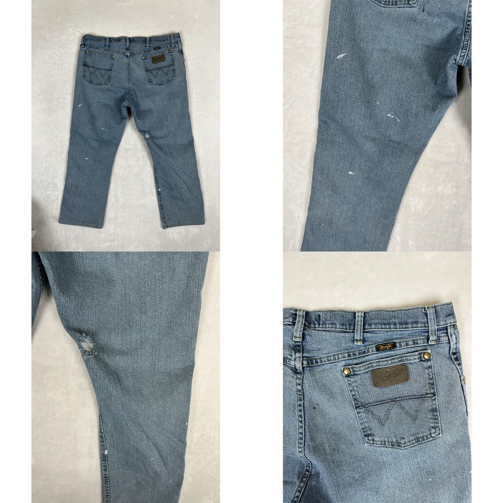Wrangler VTG Wrangler George Strait Jeans Mens 38x28 Distressed Paint Workwear Straight Denim Blue 38 Mens Jeans Size US 38 / EU 54 - 8 Thumbnail