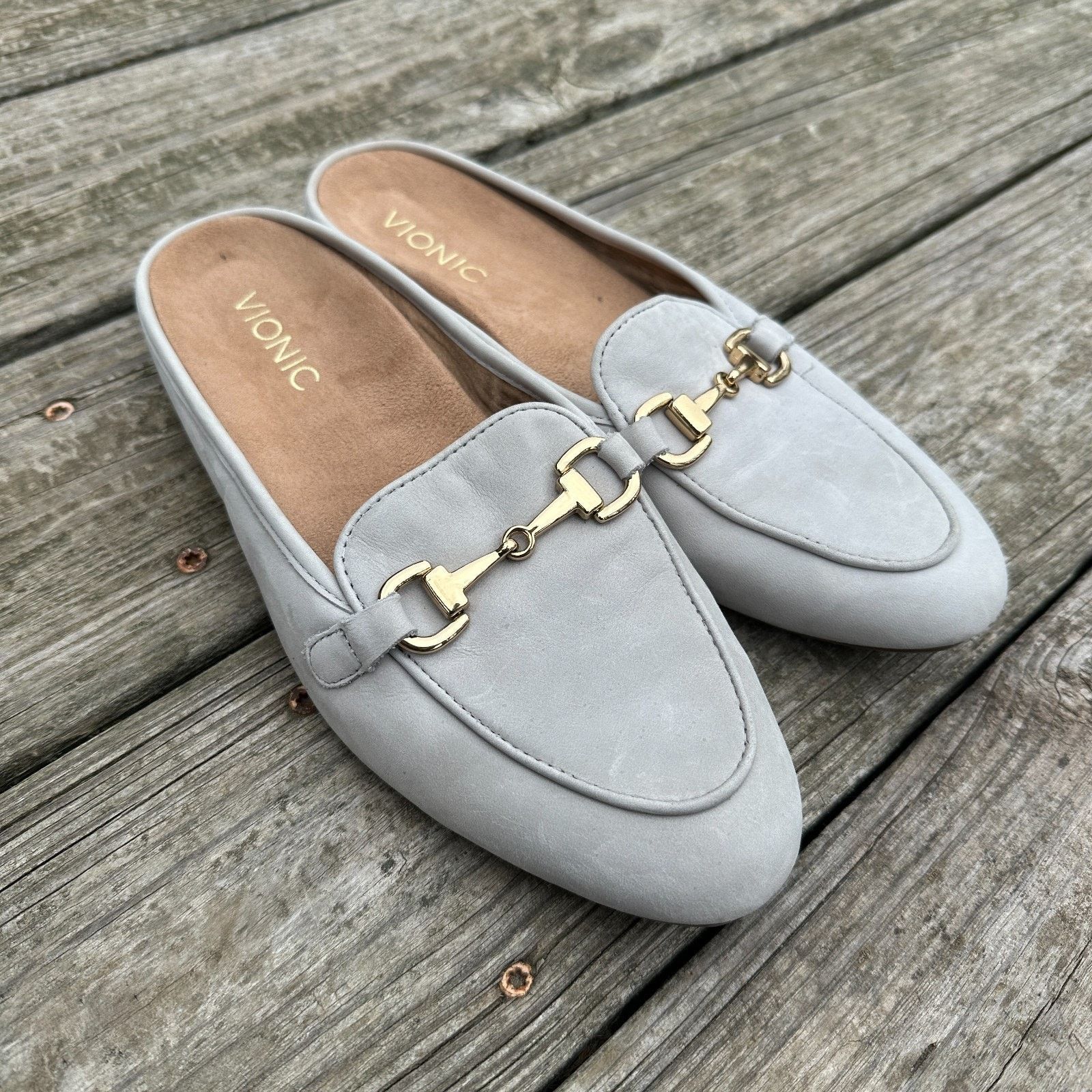 Vionic Vionic Adeline Slip On Comfort Mules Shoes Horse Bit Grey 8 Size US 8 / IT 38 - 1 Thumbnail