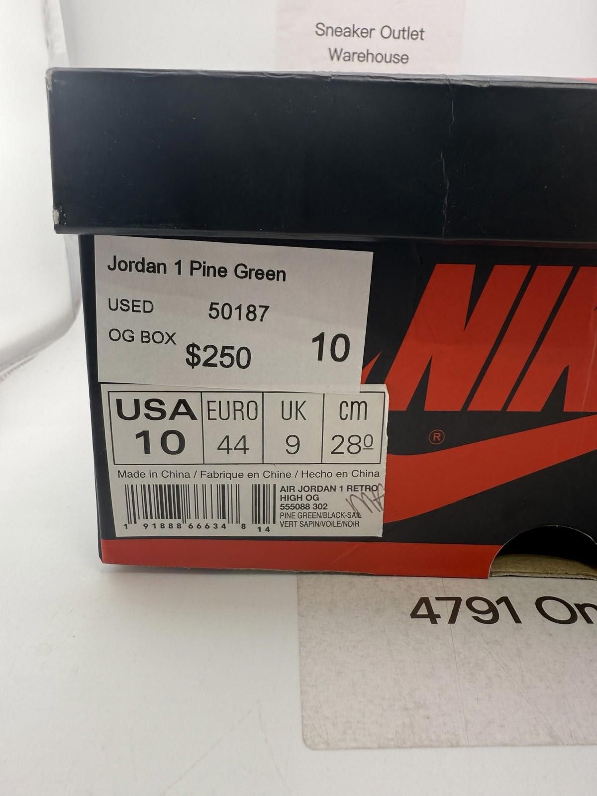 Nike Jordan 1 Pine Green US 10 Used with Box 555088-302 Size US 10 / EU 43 - 8 Thumbnail