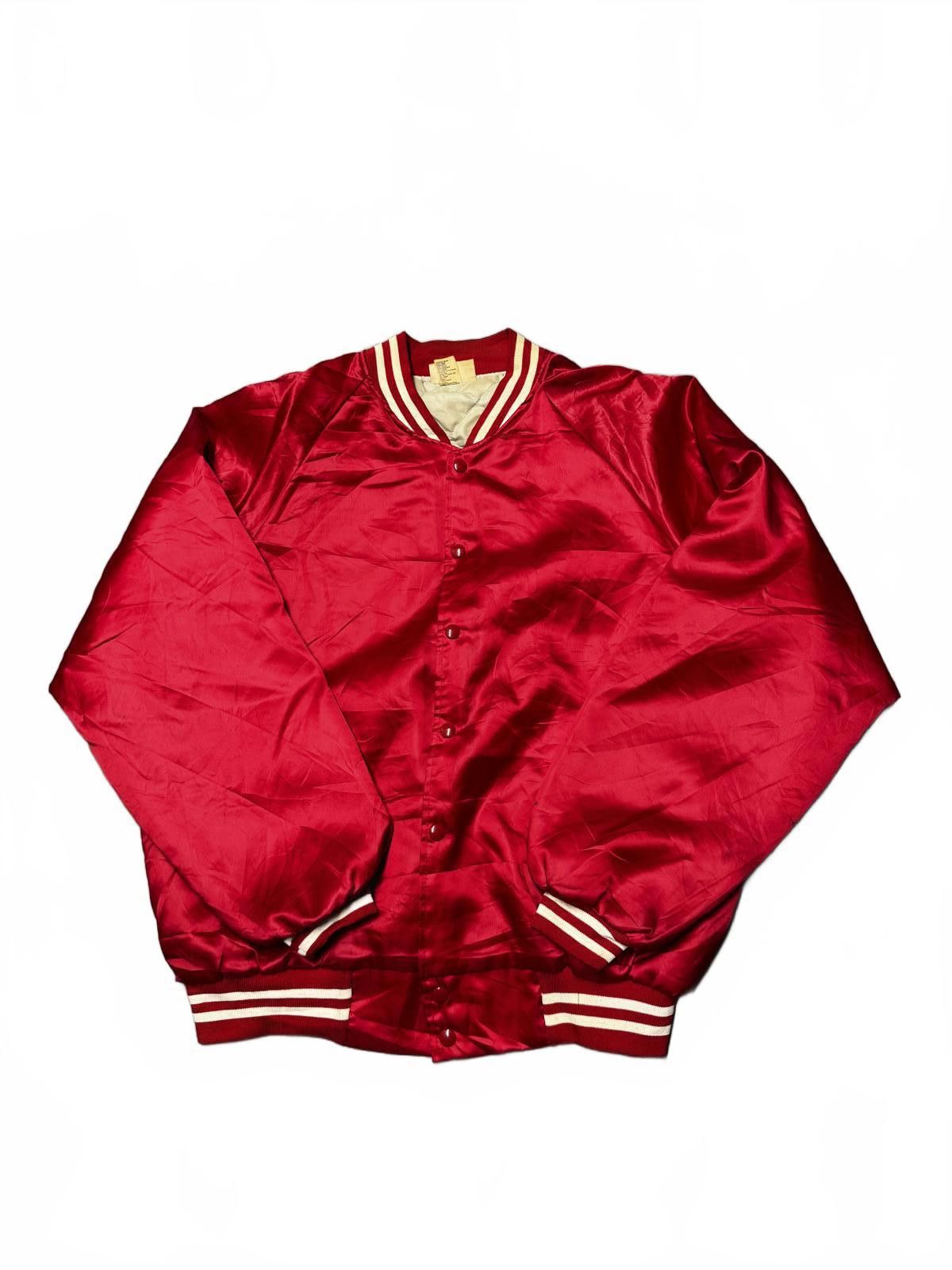 Designer Stylish Red Satin Jacket with White Stripes Size US L / EU 52-54 / 3 - 1 Thumbnail