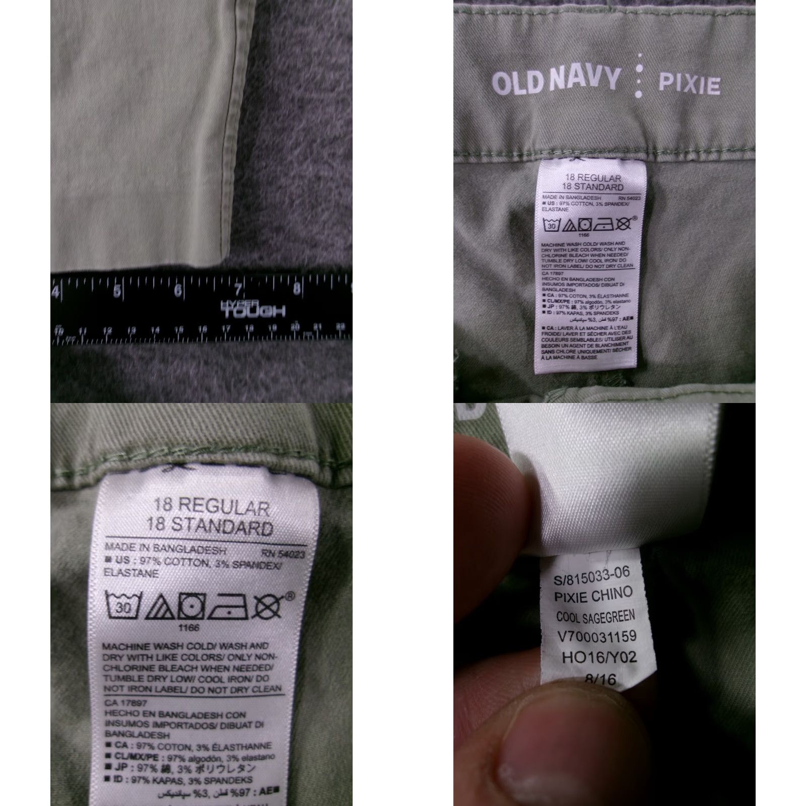 Old Navy Old Navy Women 18 Green Capsule Casual Everyday Minimalist Pixie Chino Pants Size 40" / US 18 - 8 Thumbnail