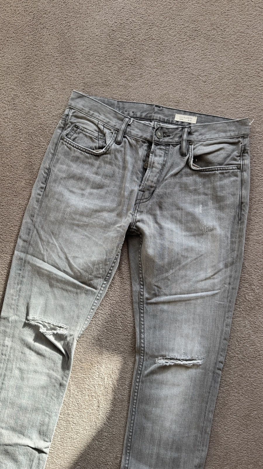 Japanese Brand Allsaints Ripped Skinny distressed washed Jeans hedi slimane Size US 32 / EU 48 - 2 Thumbnail