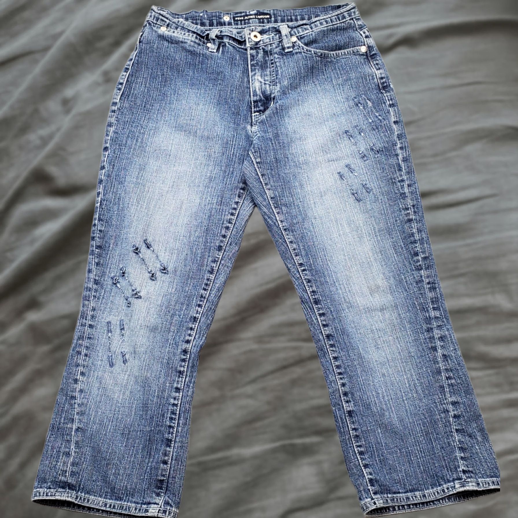 Pepe Jeans Pepe Jeans London Jeans Womens 27 Blue Cropped Stretch Distressed Straight Leg Denim Size 27" / US 4 / IT 40 - 1 Thumbnail
