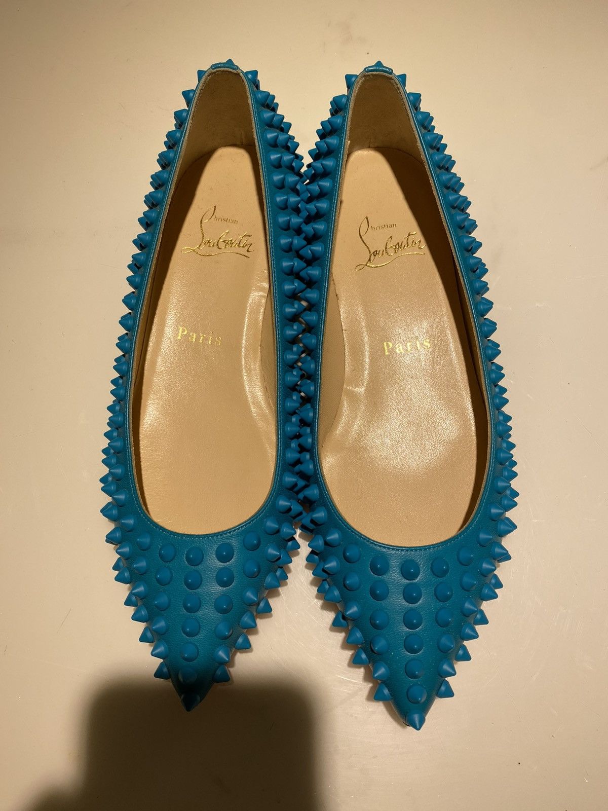 Christian Louboutin Christian Louboutin Turquoise Leather Flats US5.5 Size US 5.5 / IT 35.5 - 5 Thumbnail