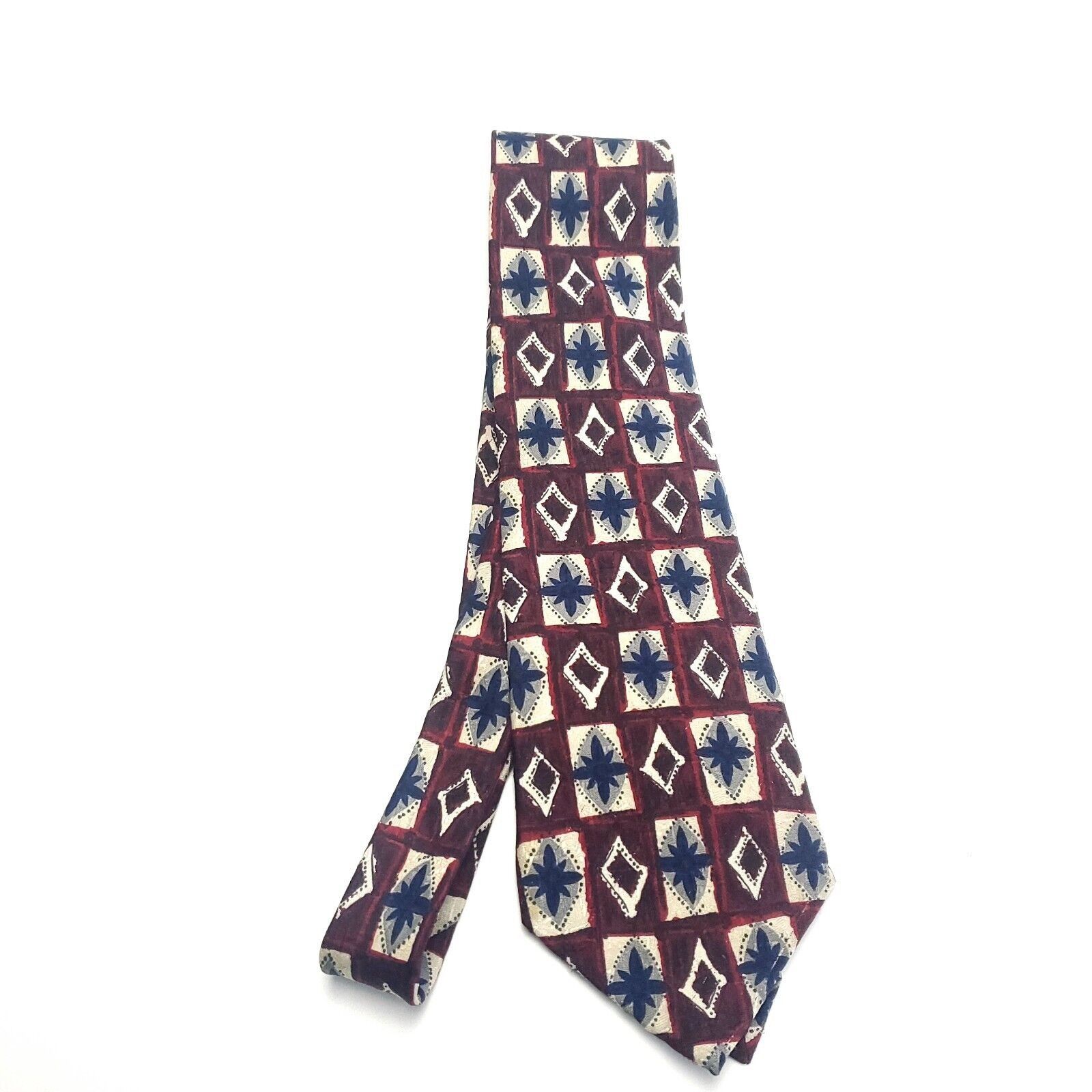 Van Heusen Van Heusen 417 Red Beige Silk Tie Woven Geometric Wide Size ONE SIZE - 6 Thumbnail