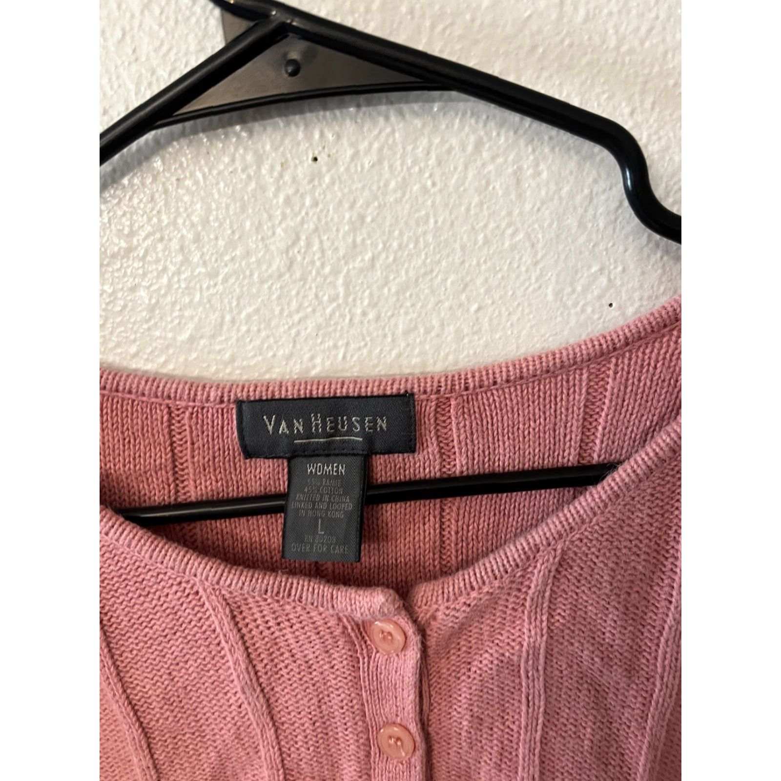 Van Heusen Van Heusen Pink Top Cotton Ramie Knit Short Sleeve Round Neck Preppy Nautical Casual Size L / US 10 / IT 46 - 3 Thumbnail