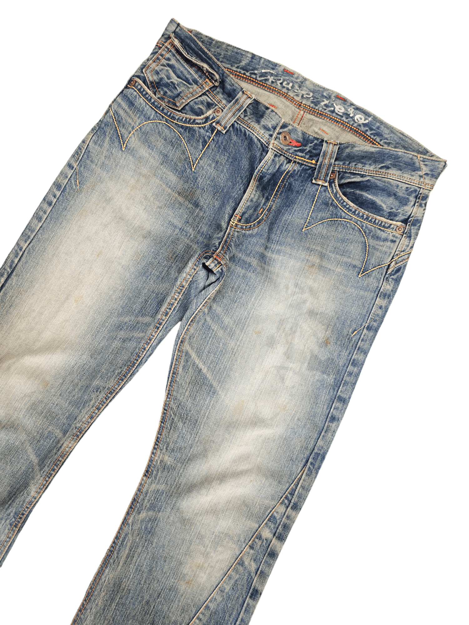 Le Grande Bleu (L.G.B.) Flare Jeans Edwin Buckle Back Distress Faded Boot Cut Y2k Size US 32 / EU 48 - 4 Thumbnail