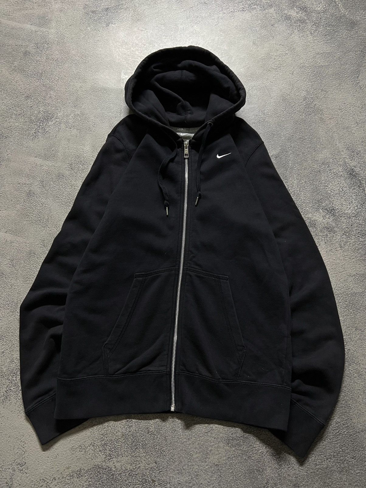 Nike × Vintage Vintage Y2k Nike 🖤 Faded Mini Swoosh Zip Hoodie 00’s Size L / US 10 / IT 46 - 1 Thumbnail