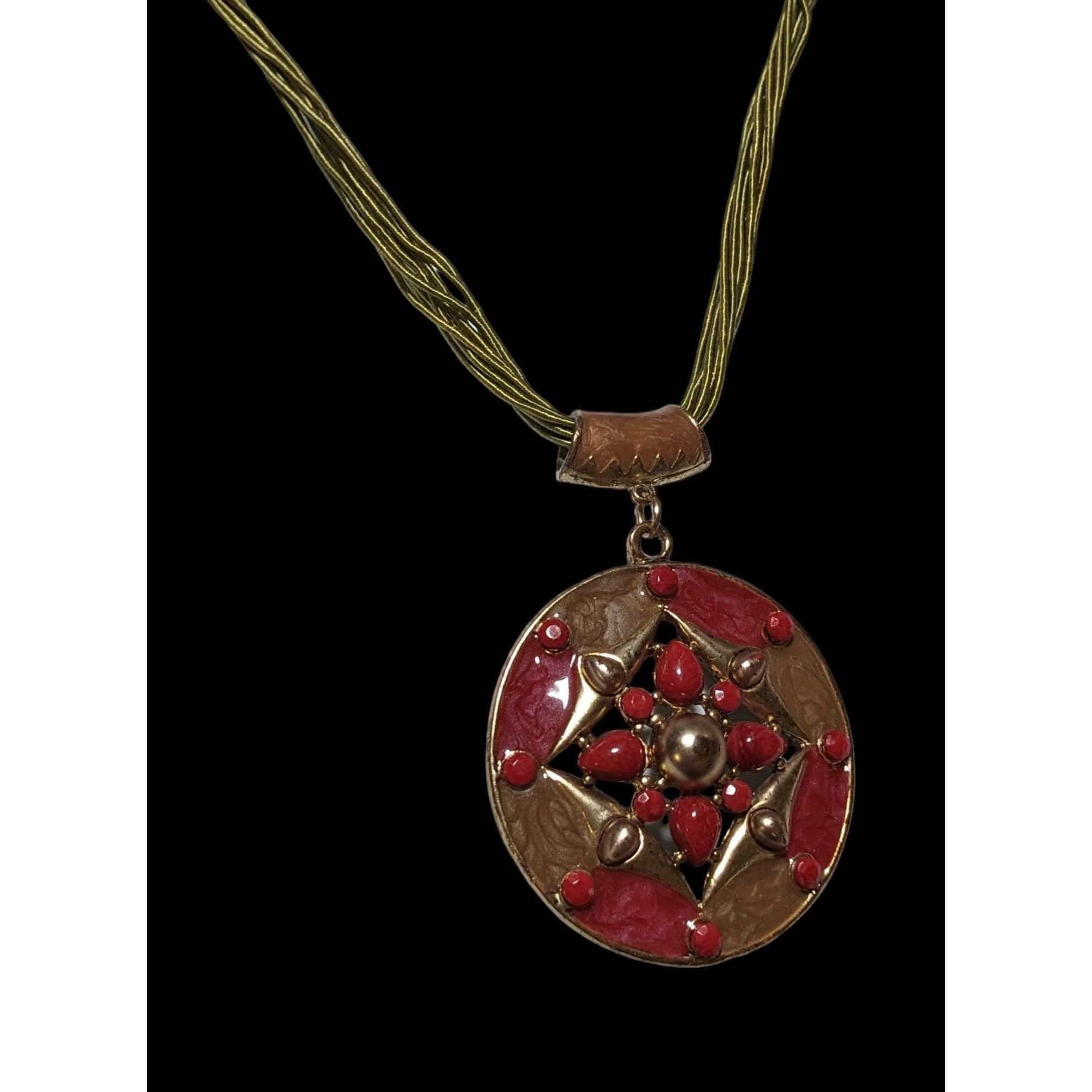 Other Red And Gold Bohemian Medallion Necklace Size ONE SIZE - 3 Thumbnail