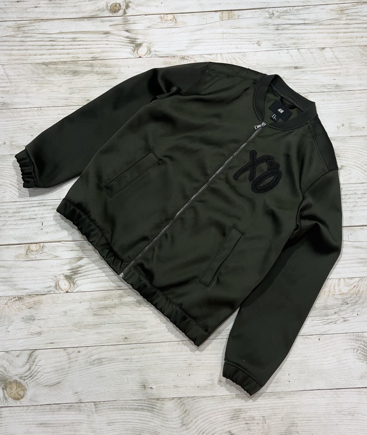 H&M The Weeknd x H&M XO Bomber Jacket Big Logo Y2K Green Grailed