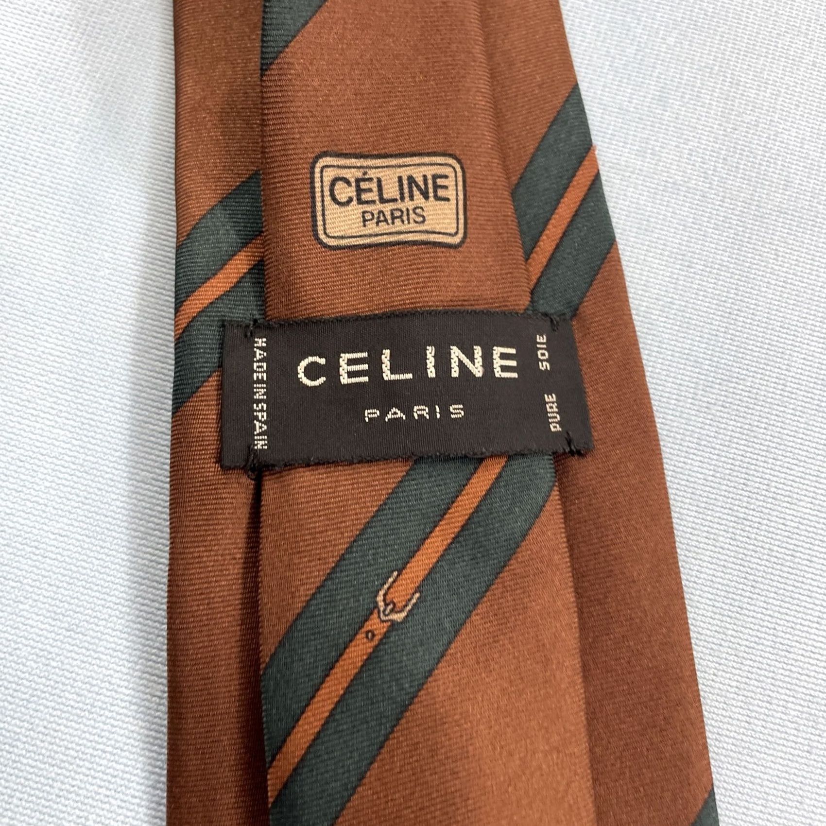 Celine VINTAGE CELINE Paris Silk Tie Equestrian Horse Stripe Monogram Logo Brown 3x62 Capsule Necktie - One Size, Men Size ONE SIZE - 3 Thumbnail