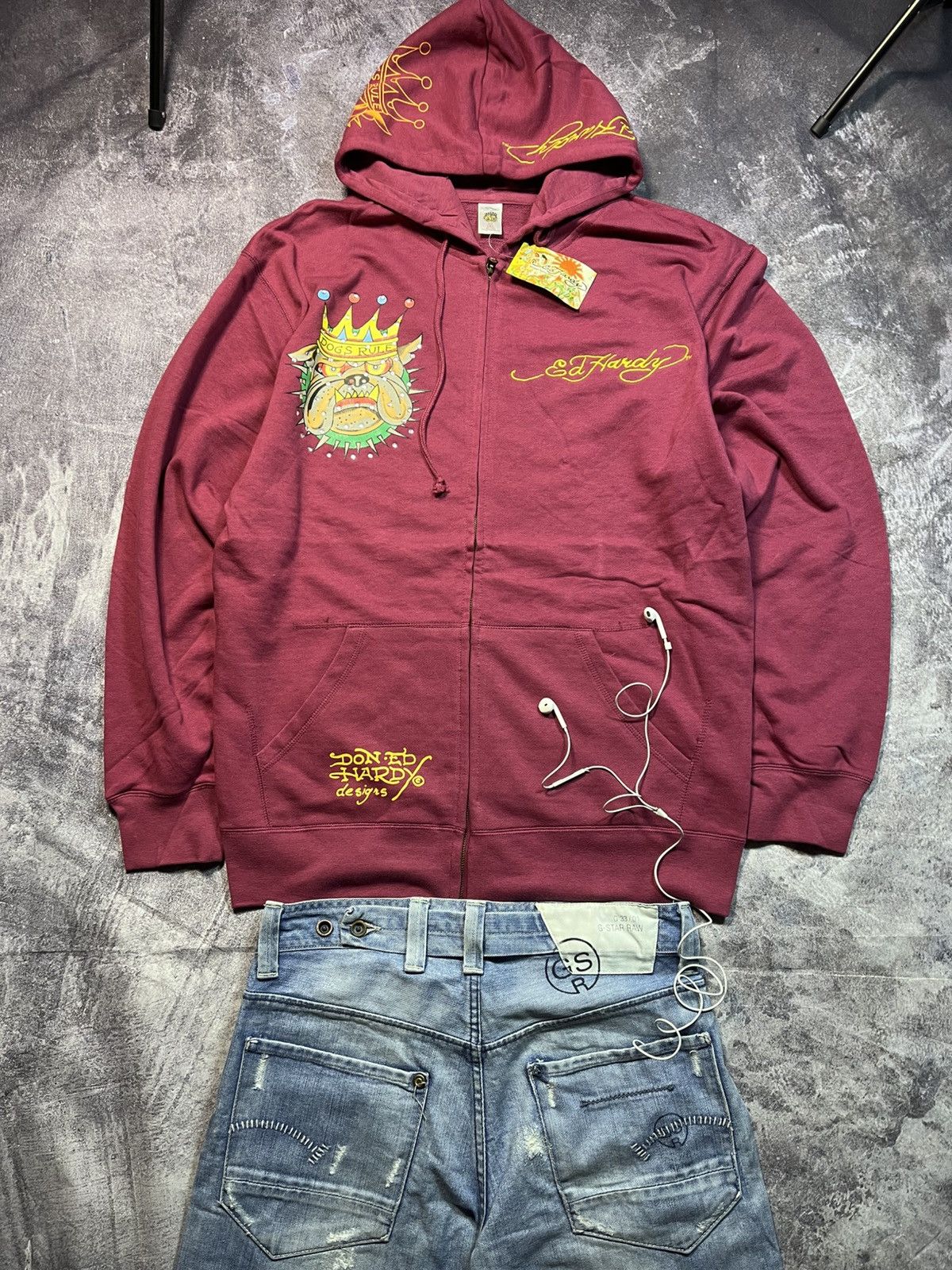 Ed Hardy Ed Hardy by Christian Audigier Zip Hoodie Y2K Streetwear SK8 Size US XXL / EU 58 / 5 - 1 Thumbnail