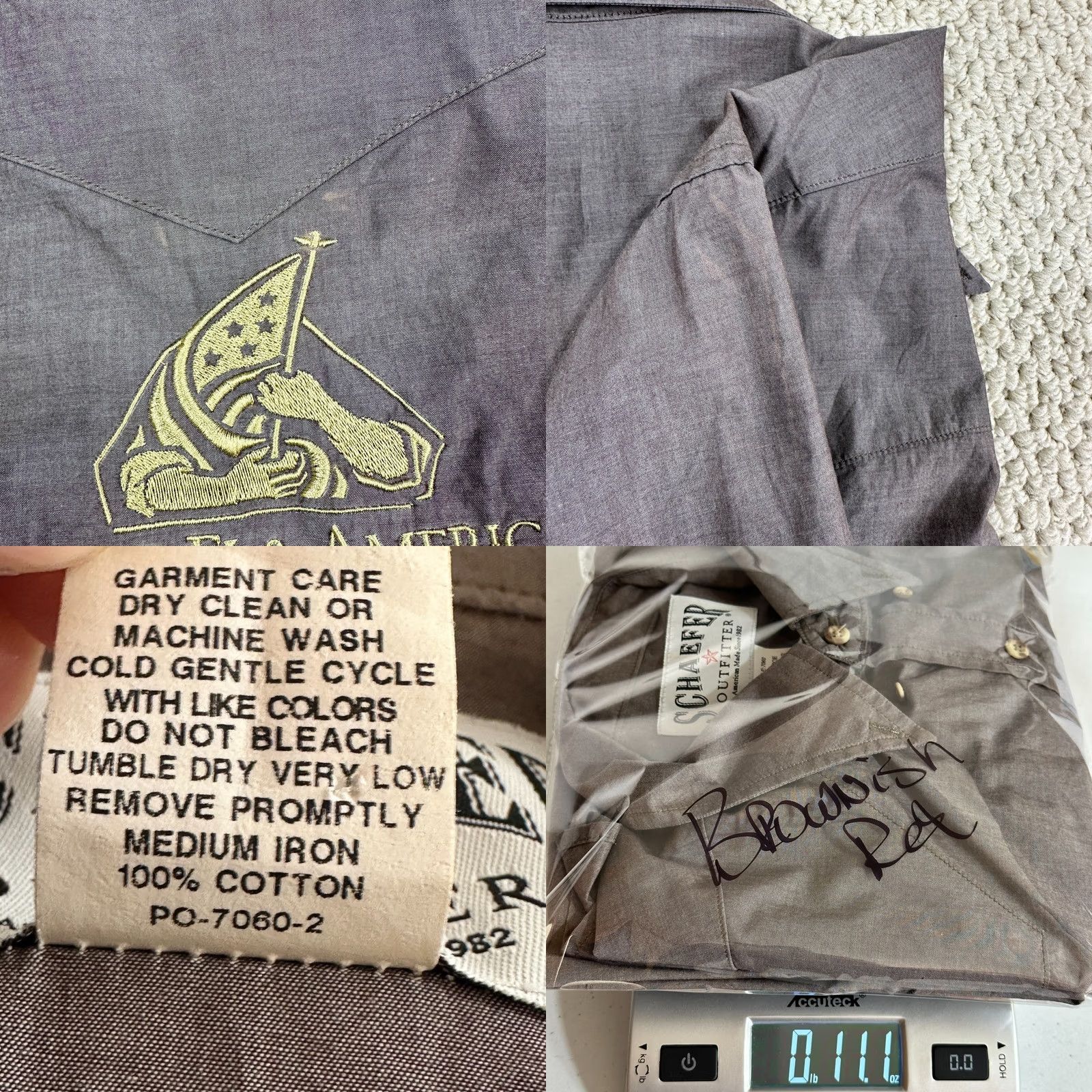 Logo 7 Schaefer Outfitter Shirt Mens XL Brown Long Sleeve Western Embroidered Logo Button-Up Casual Workwear Size US XL / EU 56 / 4 - 11 Thumbnail