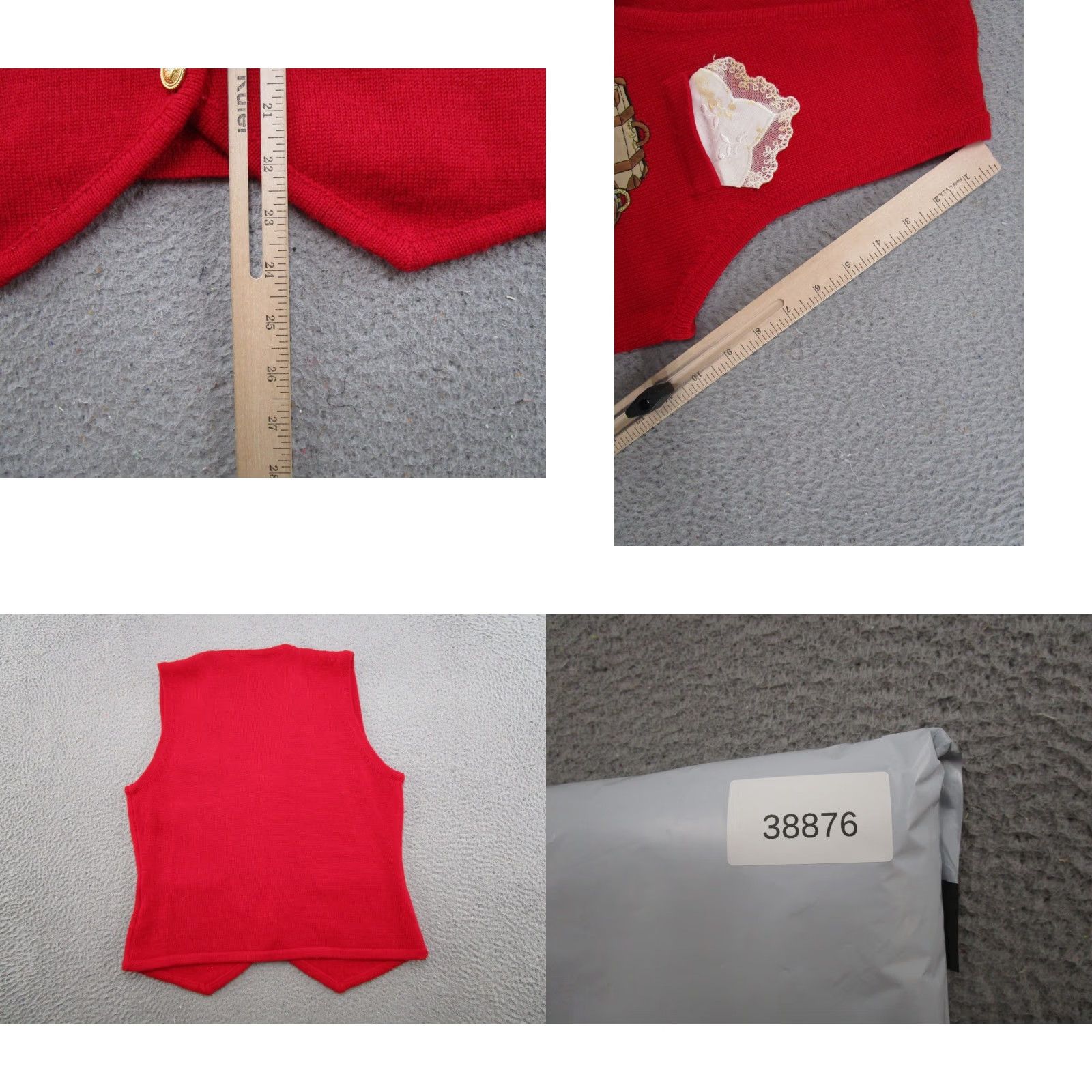 Vintage VINTAGE Susan Bristol Embroidered Pocket Watch Sweater Vest Shirt Womens M Red 90s Knit Cotton Embroidered Vest 90s Womens Vintage 1992 Size M / US 6-8 / IT 42-44 - 8 Thumbnail