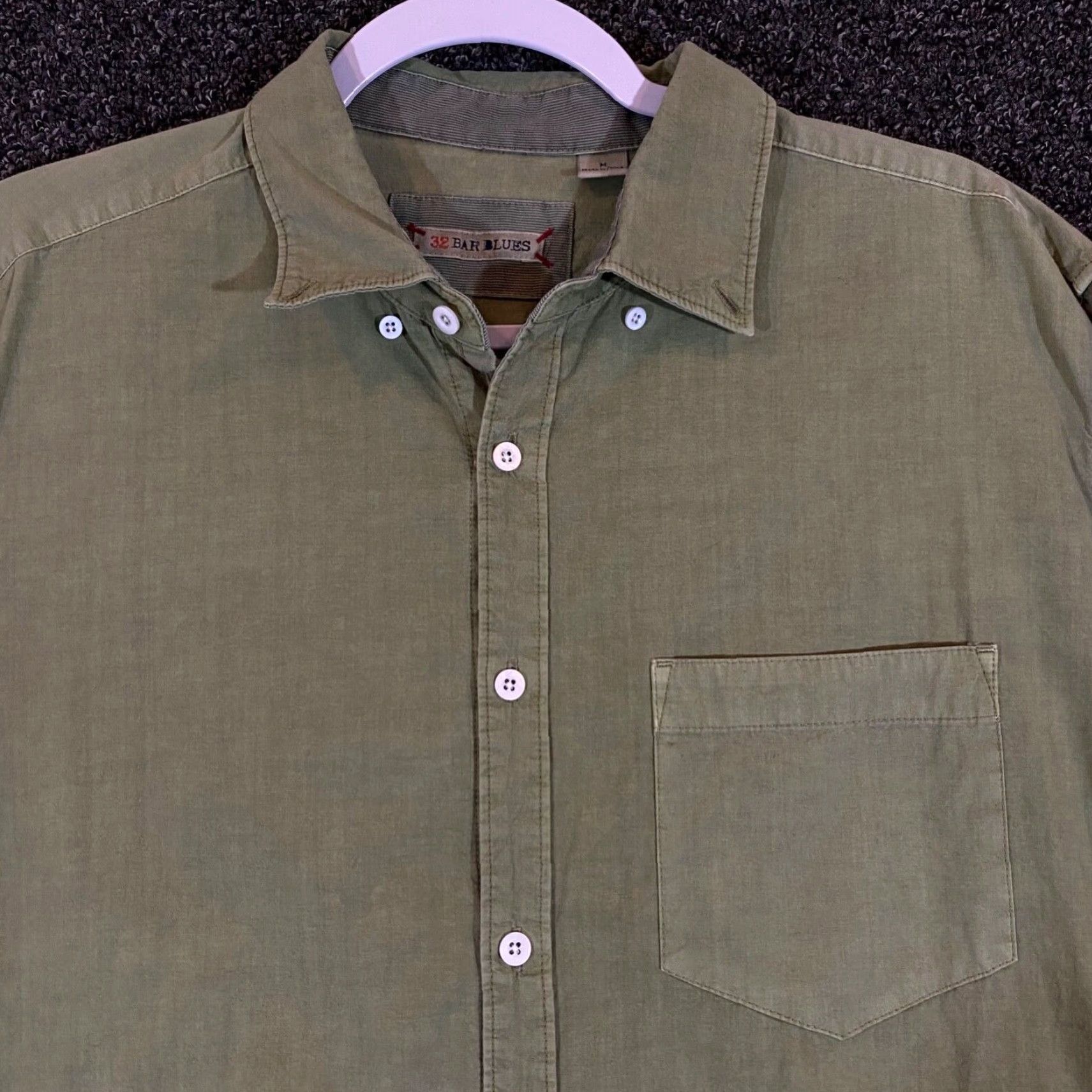 Vintage 32 Bar Blues Shirt Mens Medium Green Button Down Outdoors L/S Casual Dress Size US M / EU 48-50 / 2 - 2 Thumbnail