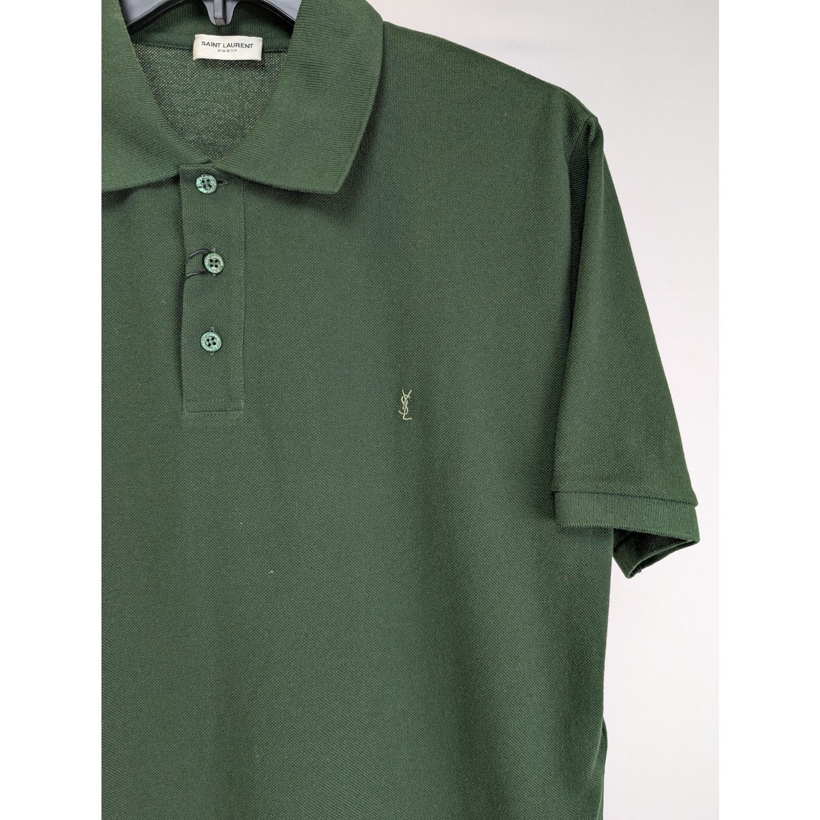 Saint Laurent Paris o1rshd1 Q:2 / Pique Cotton Polyester New Polo in Green Size US XL / EU 56 / 4 - 5 Thumbnail