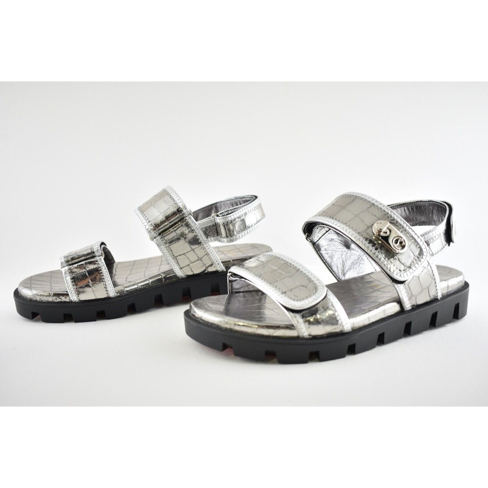 Christian Louboutin Christian Louboutin Lock Cool Flat Silver Black Platform Size US 10 / IT 40 - 9 Thumbnail