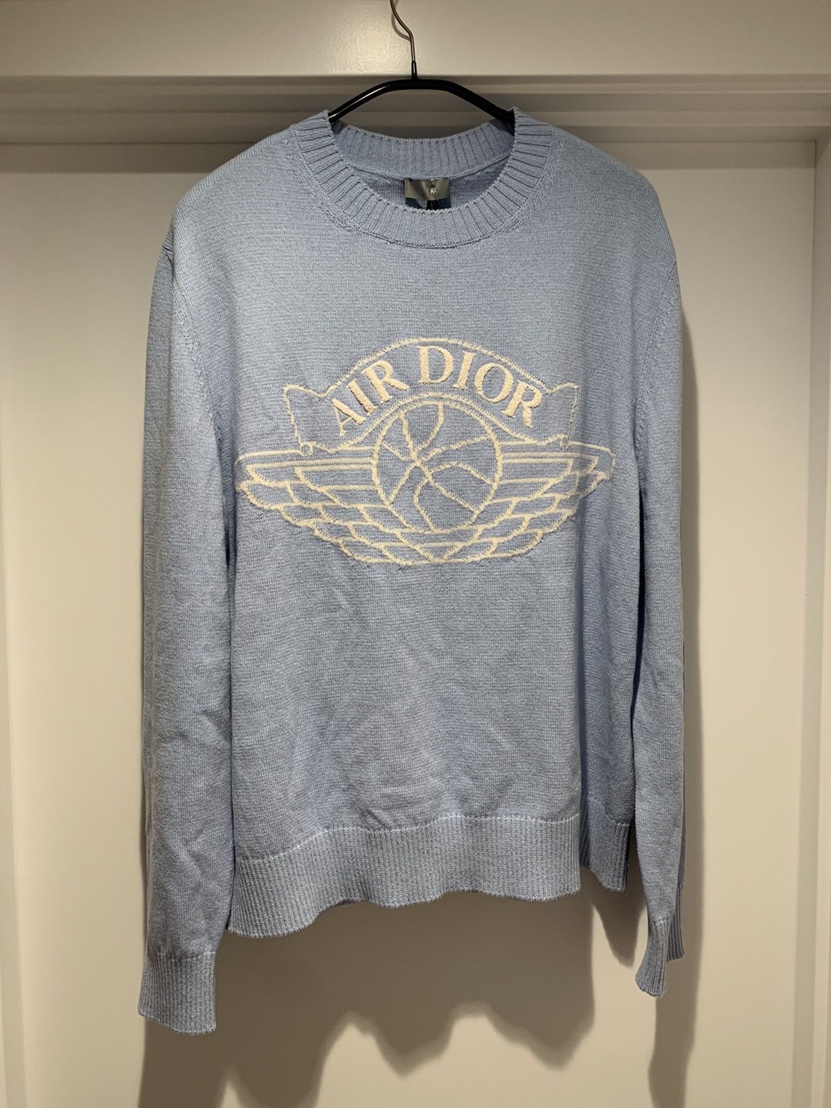image of Kim Jones “Air Dior” Blue Cashmere Sweater, Men's (Size Large)