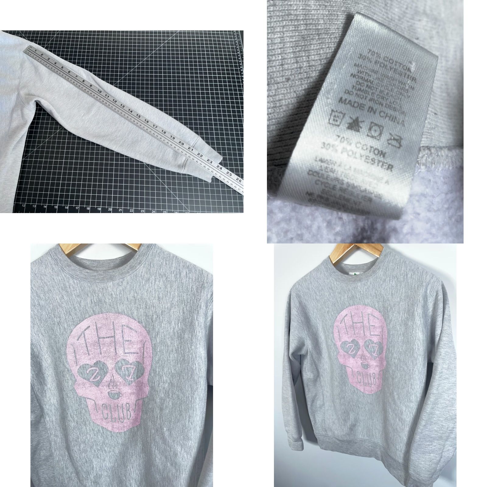 Vintage MGK 27 Club Sweatshirt Adult Medium Heather Gray Pink Skull Coffee Independent Size US M / EU 48-50 / 2 - 8 Thumbnail
