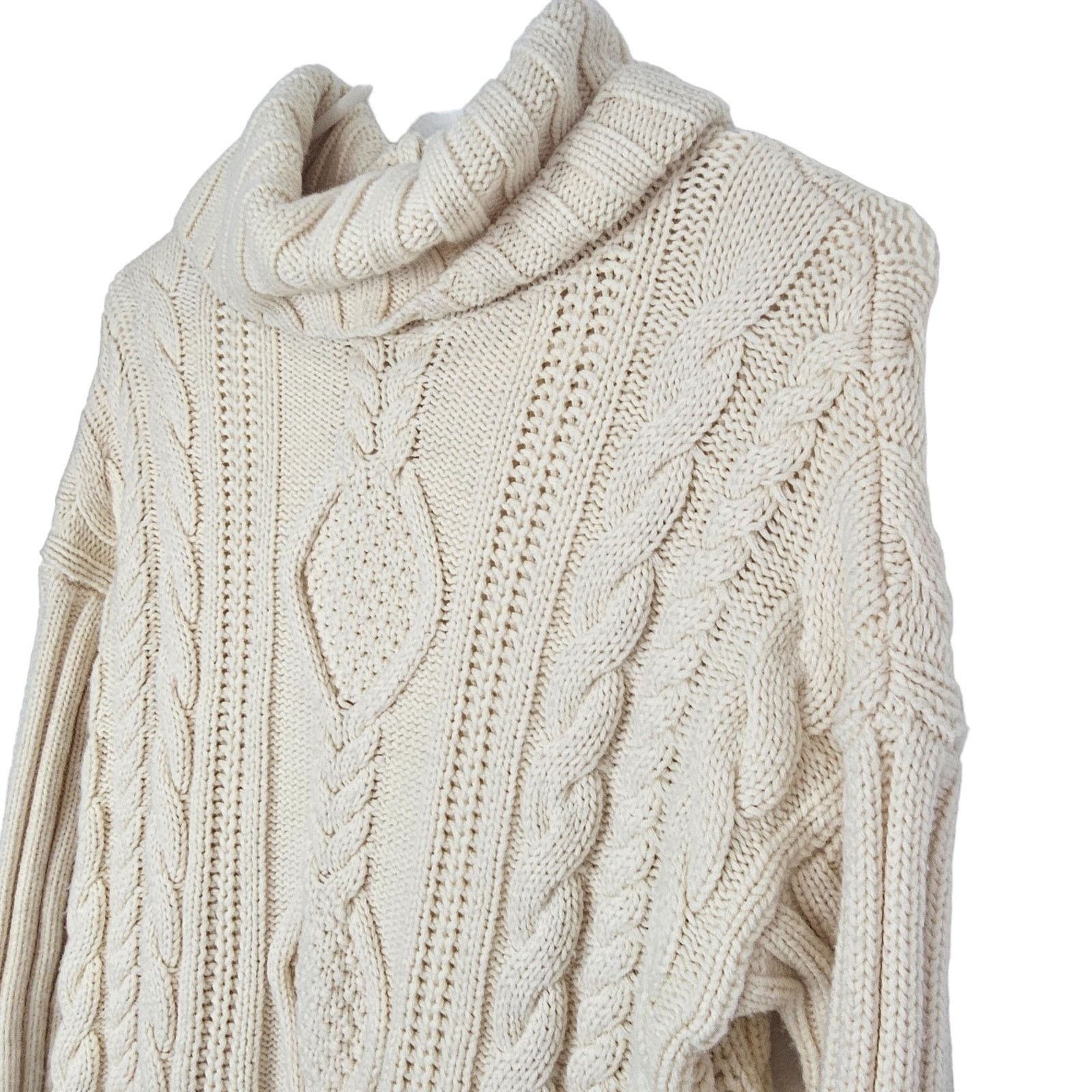 Athleta Athleta Womens Fisherman Turtleneck Wool Sweater Cable Knit Size XS / US 0-2 / IT 36-38 - 5 Thumbnail