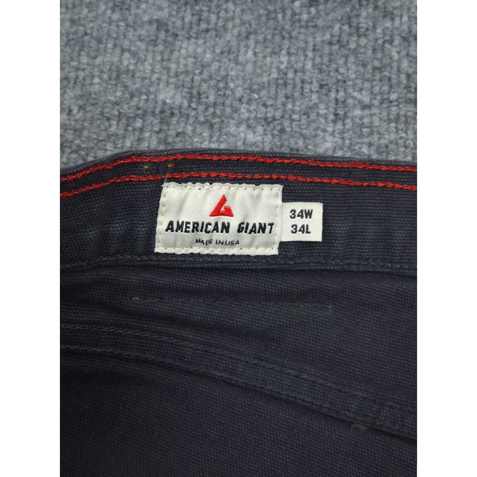 Vintage American Giant Pants Mens 34 x 34 Gray Roughneck Straight Stretch Jeans 5-Pocket Design Slim Regular 33 Inseam 33 Size US 33 - 6 Thumbnail