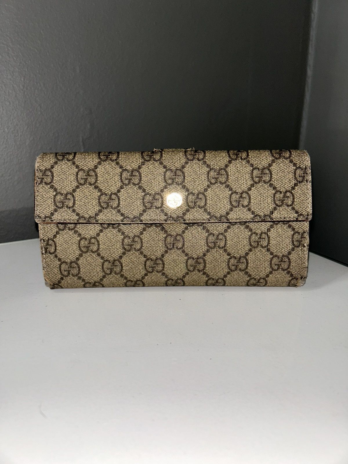 Gucci Gucci GG Coated Canvas Long Wallet w Blue Interior Size ONE SIZE - 1 Thumbnail