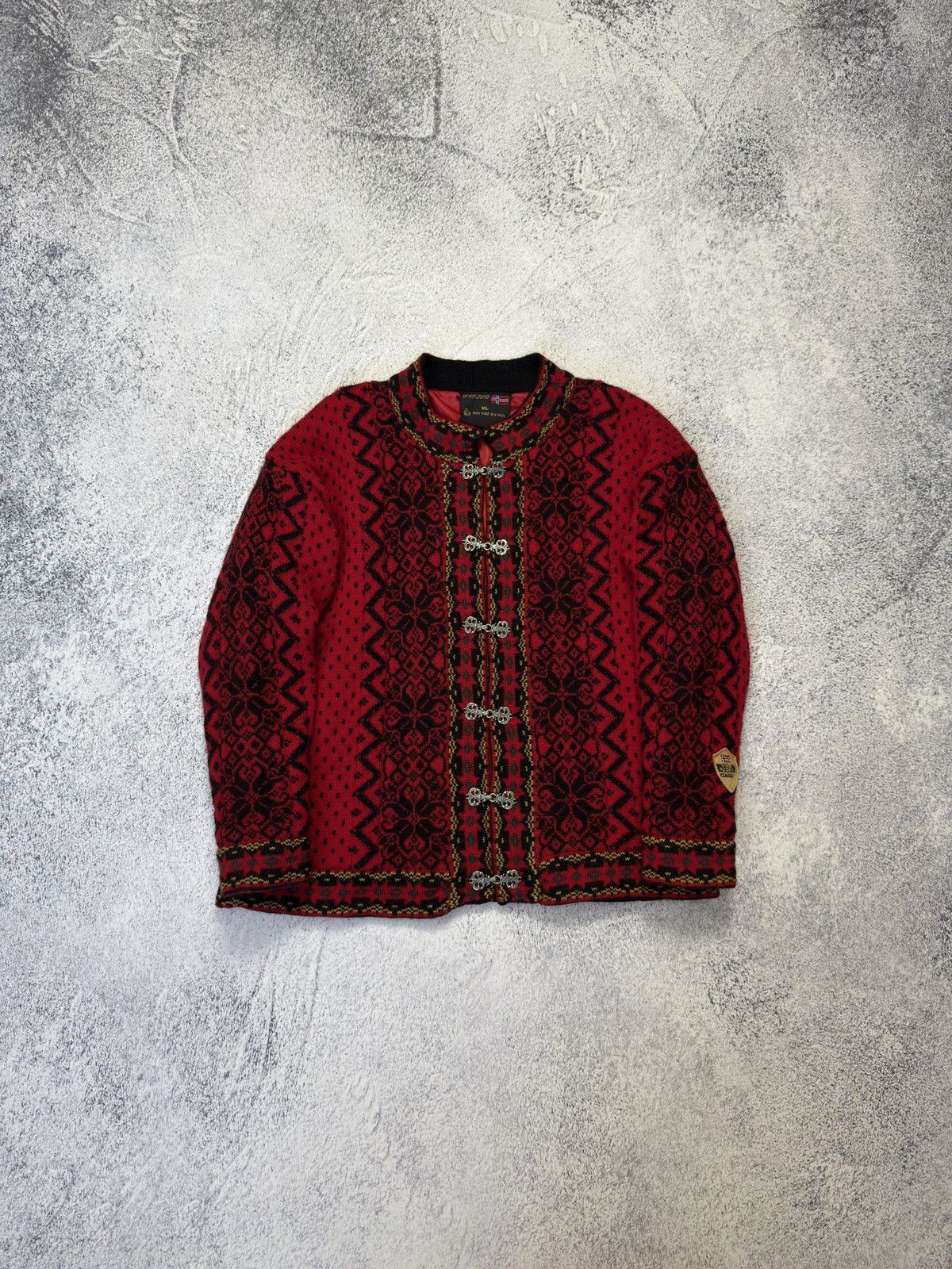 Dale Of Norway Vintage Windfjord Norway Pure Wool Nordic Cardigan Red Size US XL / EU 56 / 4 - 1 Thumbnail