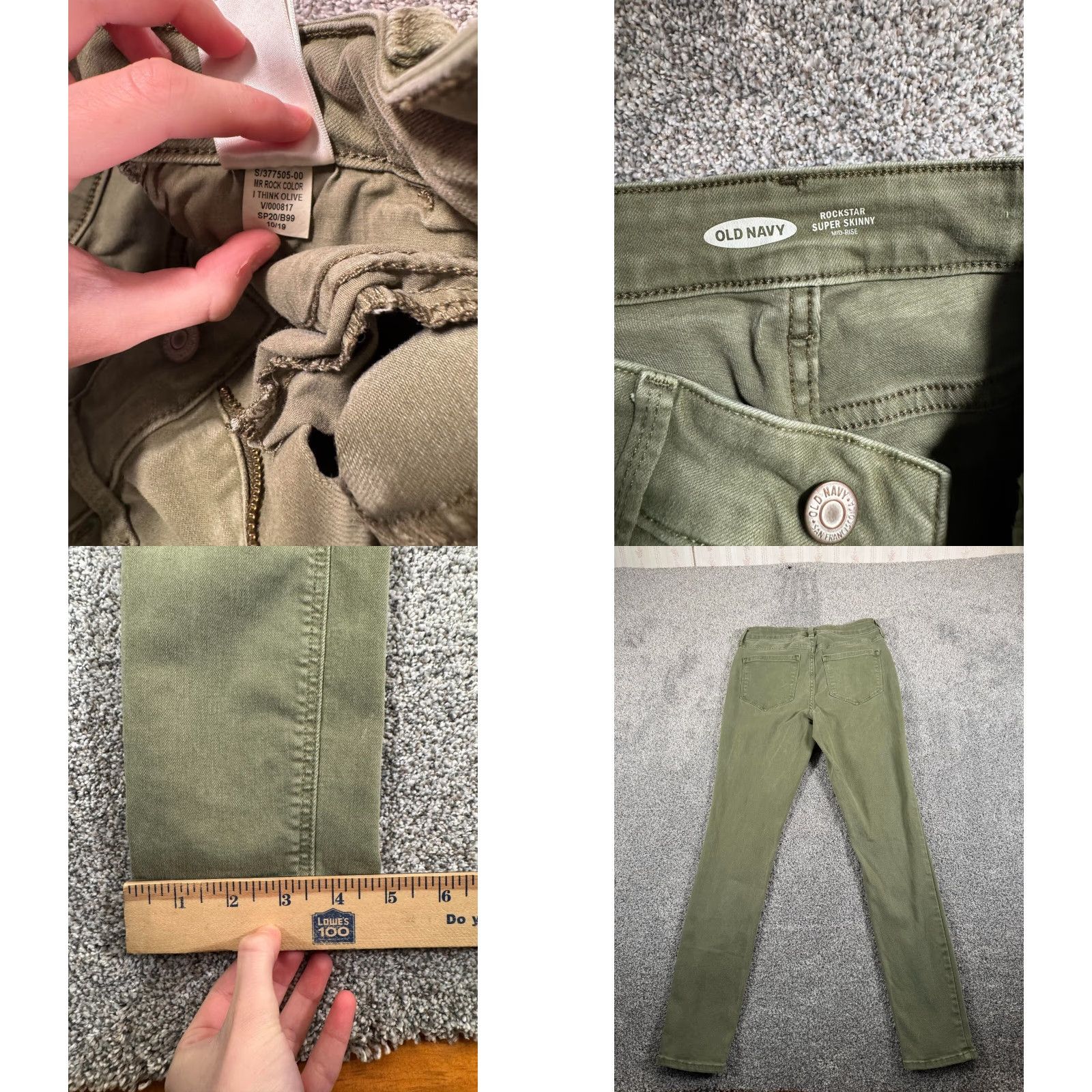 Old Navy Old Navy Jeans Womens 6 Super Skinny Mid Rise Olive Green Goblincore City Logo Size 28" / US 6 / IT 42 - 7 Thumbnail