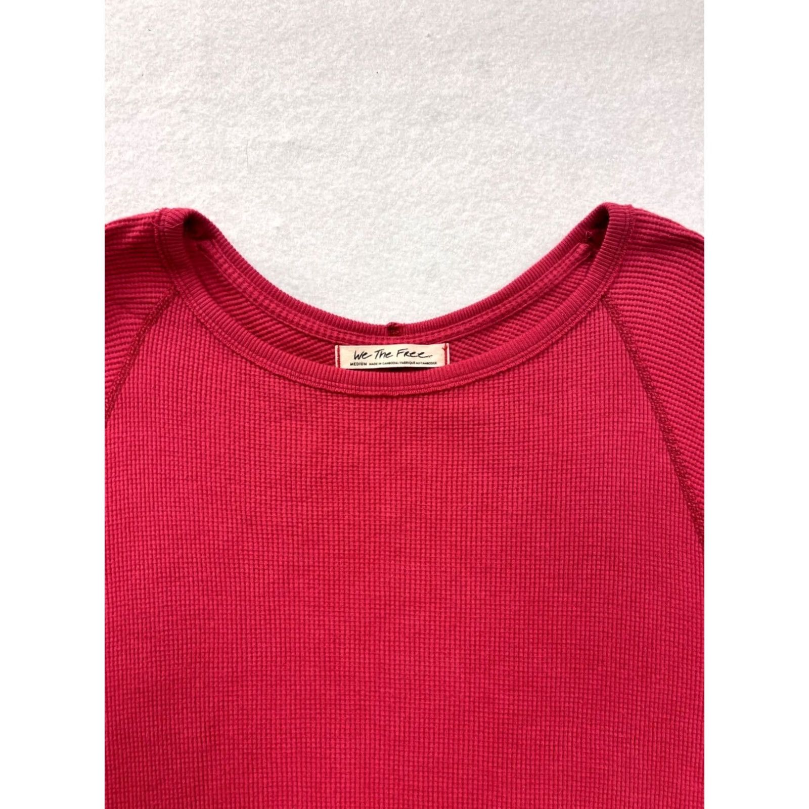 Free People Free People Amelia Thermal Sweater Womens Medium Pink Oversized Boho Rose Size M / US 6-8 / IT 42-44 - 4 Thumbnail