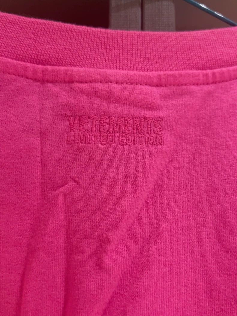 Vetements Vetements Pink limited edition short-sleeve T-shirt, long Size US XS / EU 42 / 0 - 2 Thumbnail