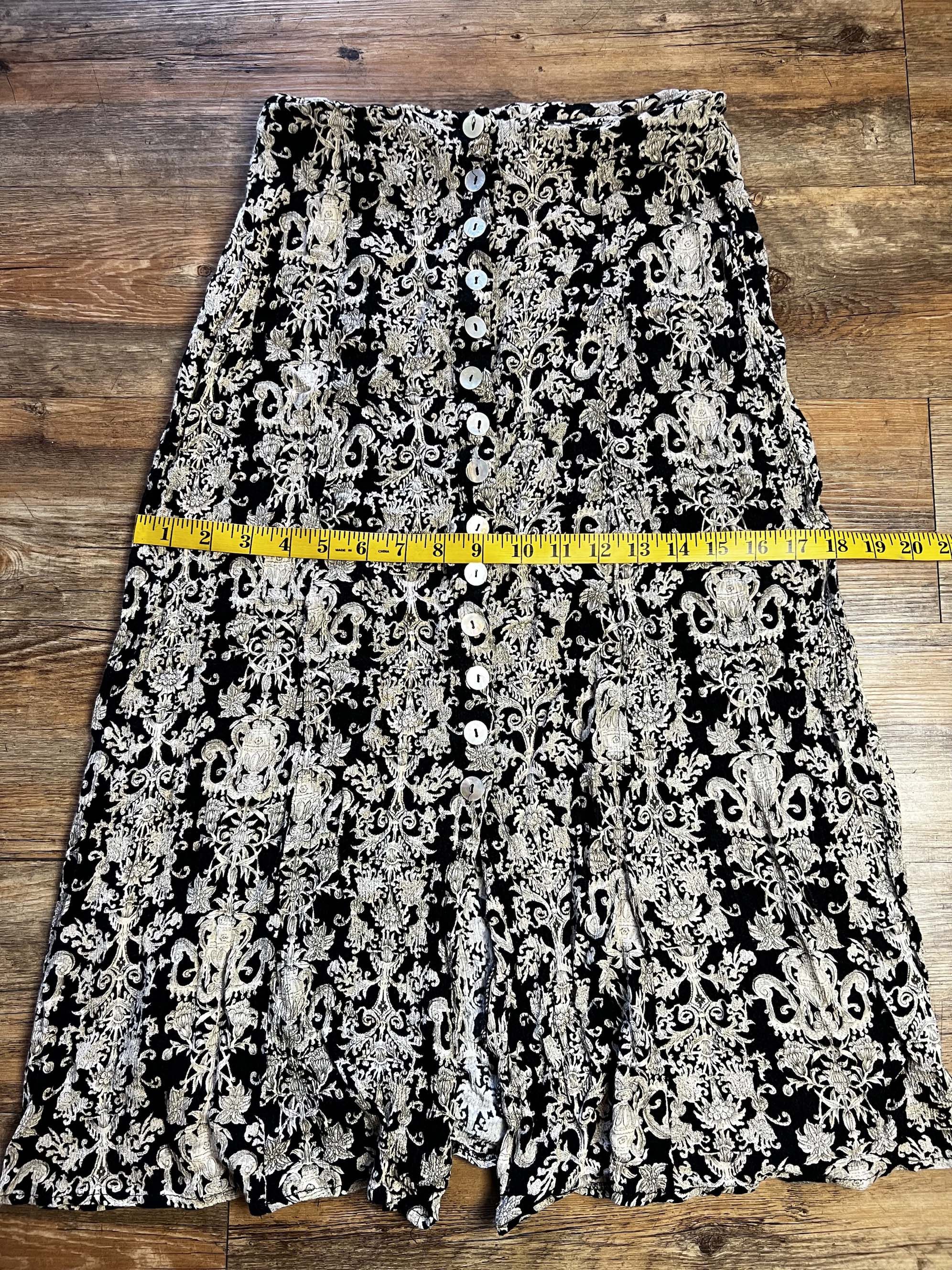 Vintage Vintage 1990's Resource Paisley Button Front Midi Skirt Size 25" / US 0 / IT 36 - 11 Thumbnail