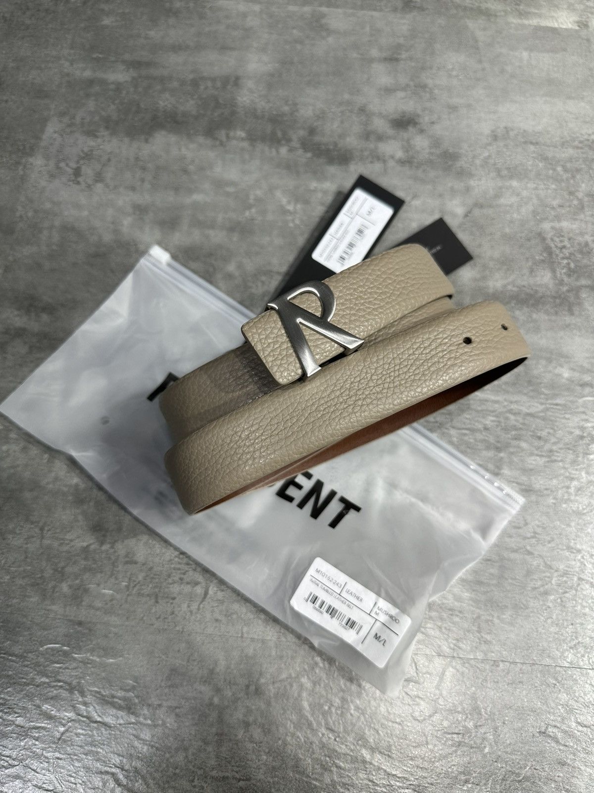 Represent Clo. Represent Initial Tumbled Leather Belt - Mushroom Size ONE SIZE - 1 Thumbnail