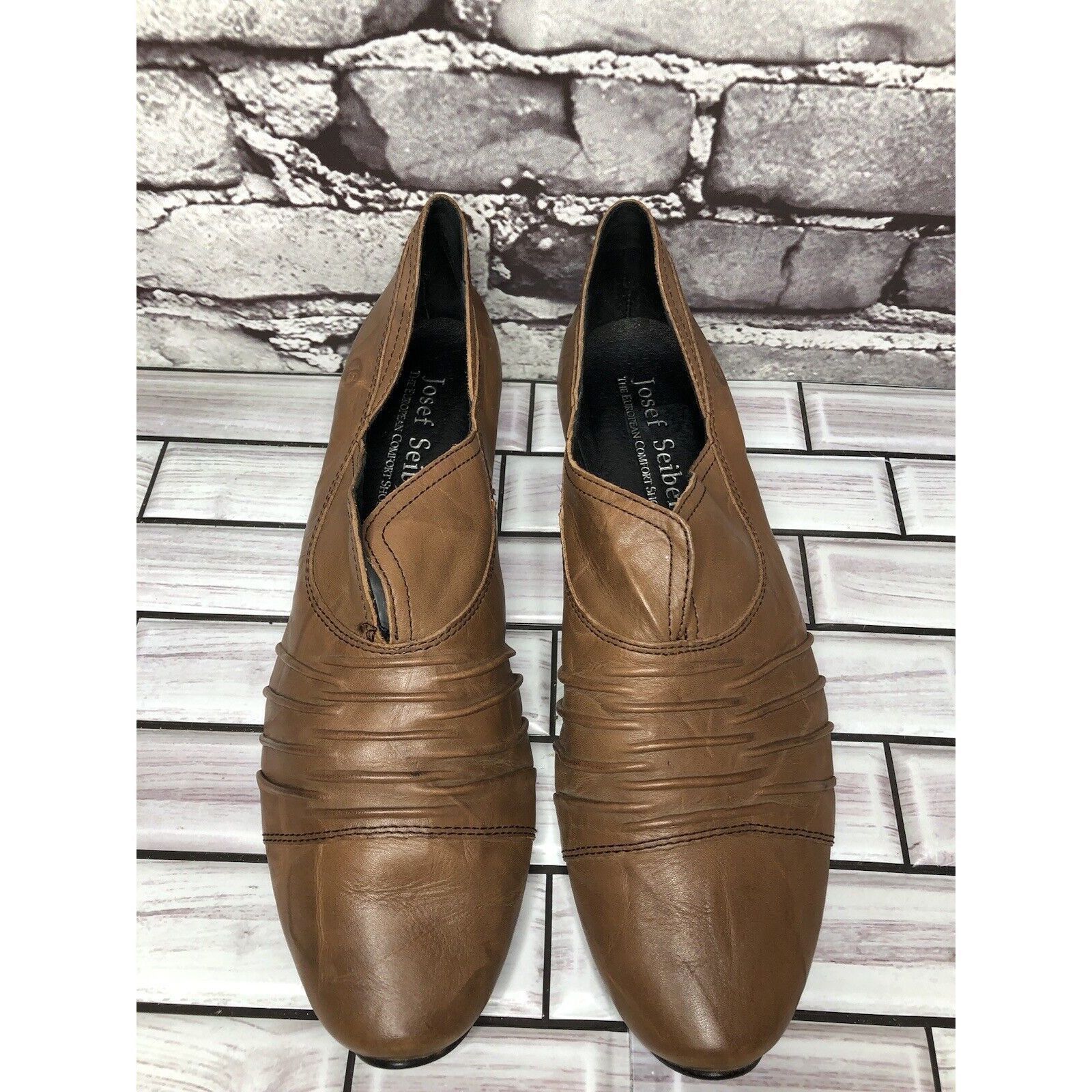 JOSEF SEIBAL Josef Seibel Brown Leather Slip On Heel Booties Shoes Women’ Size US 9 / IT 39 - 19 Thumbnail