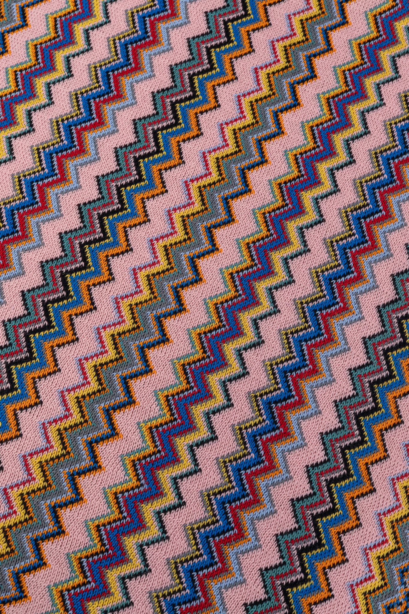 Missoni Missoni Pink Chevron-Jacquard Wool-Blend Fringed Scarf Size ONE SIZE - 2 Thumbnail