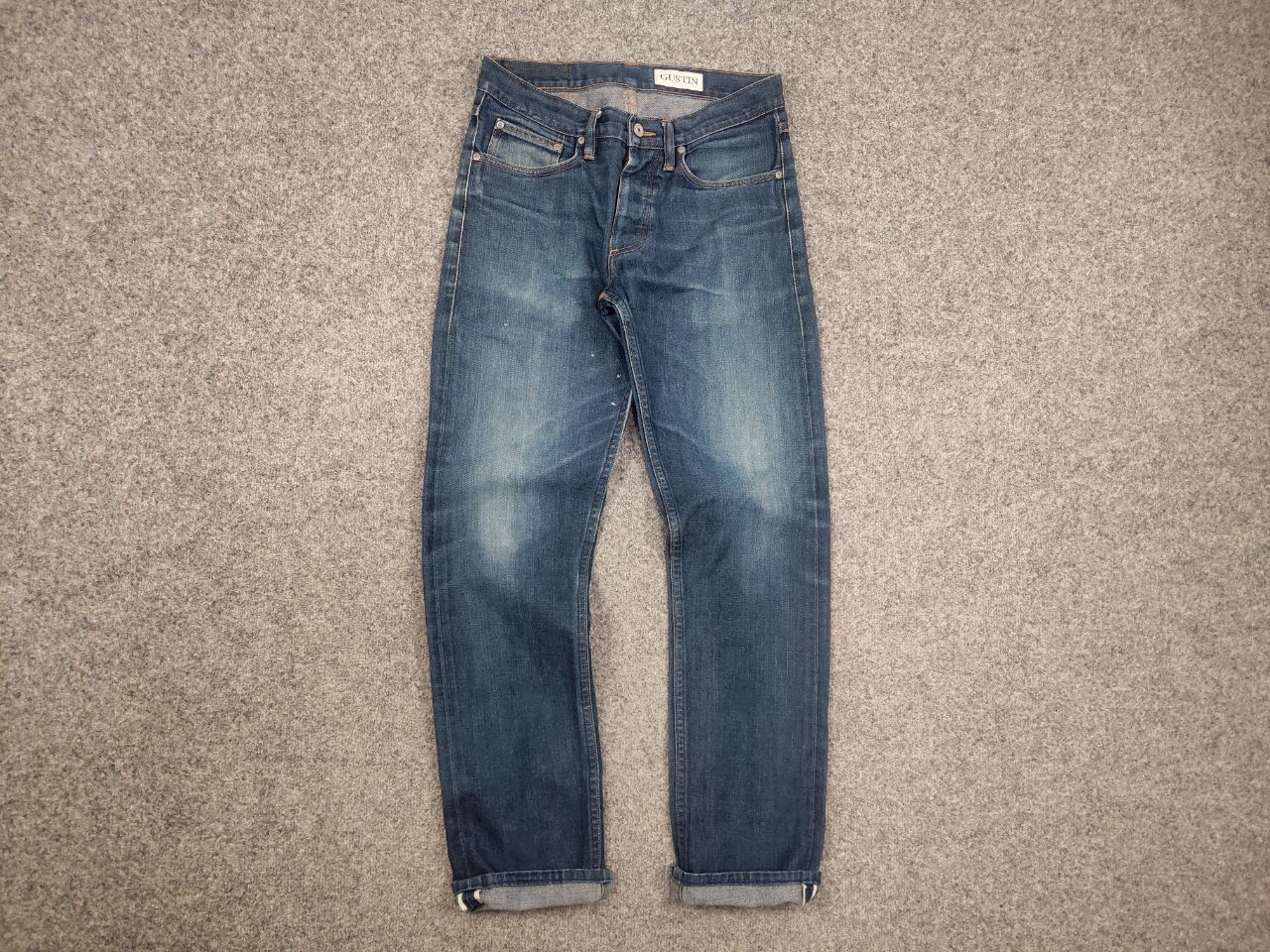 Gustin Gustin Selvedge Raw Blue Faded denim Slim Fit Jeans Size US 32 / EU 48 - 6 Thumbnail