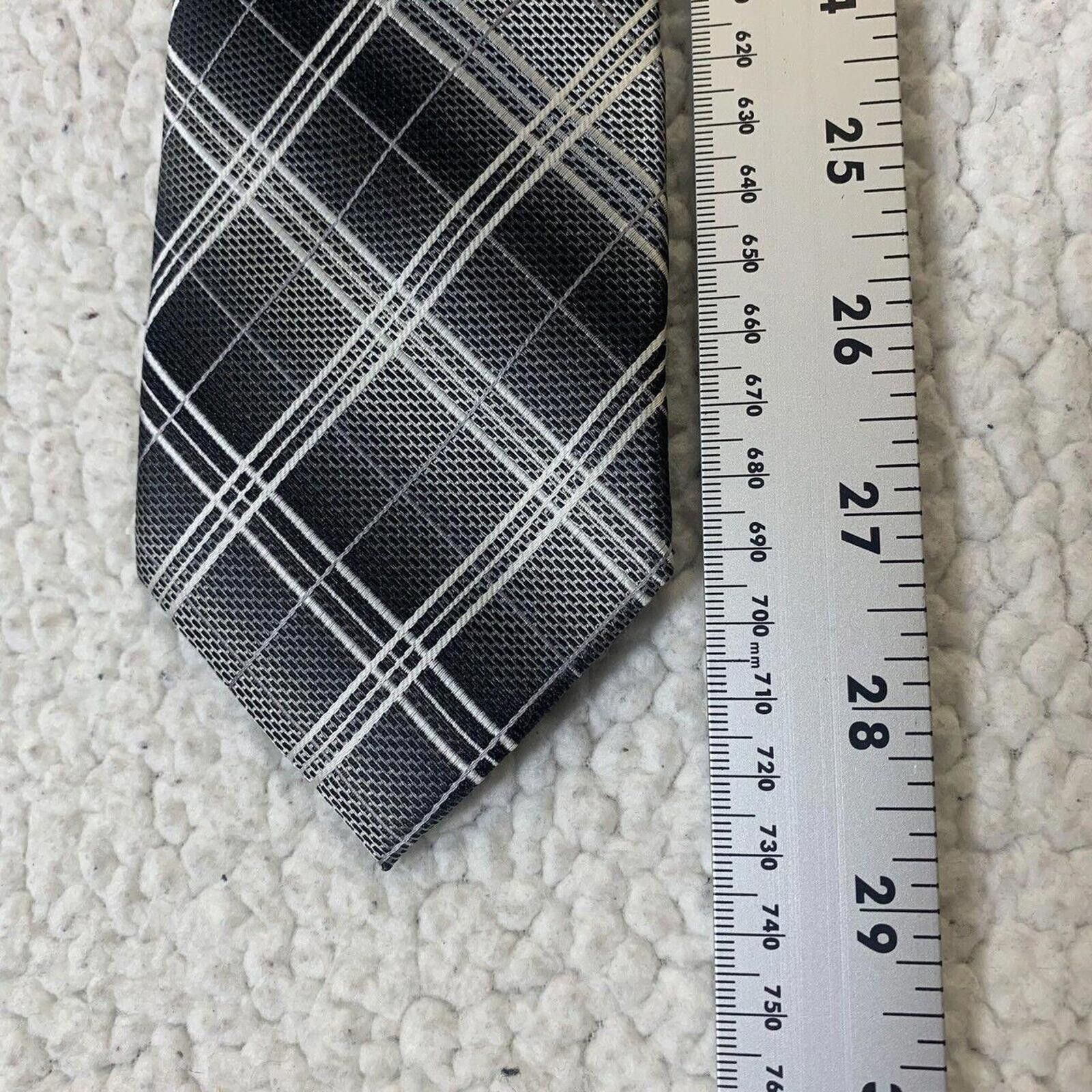 Other Valerio Garati Men's Plaid Tie Grey Black White Size ONE SIZE - 6 Thumbnail