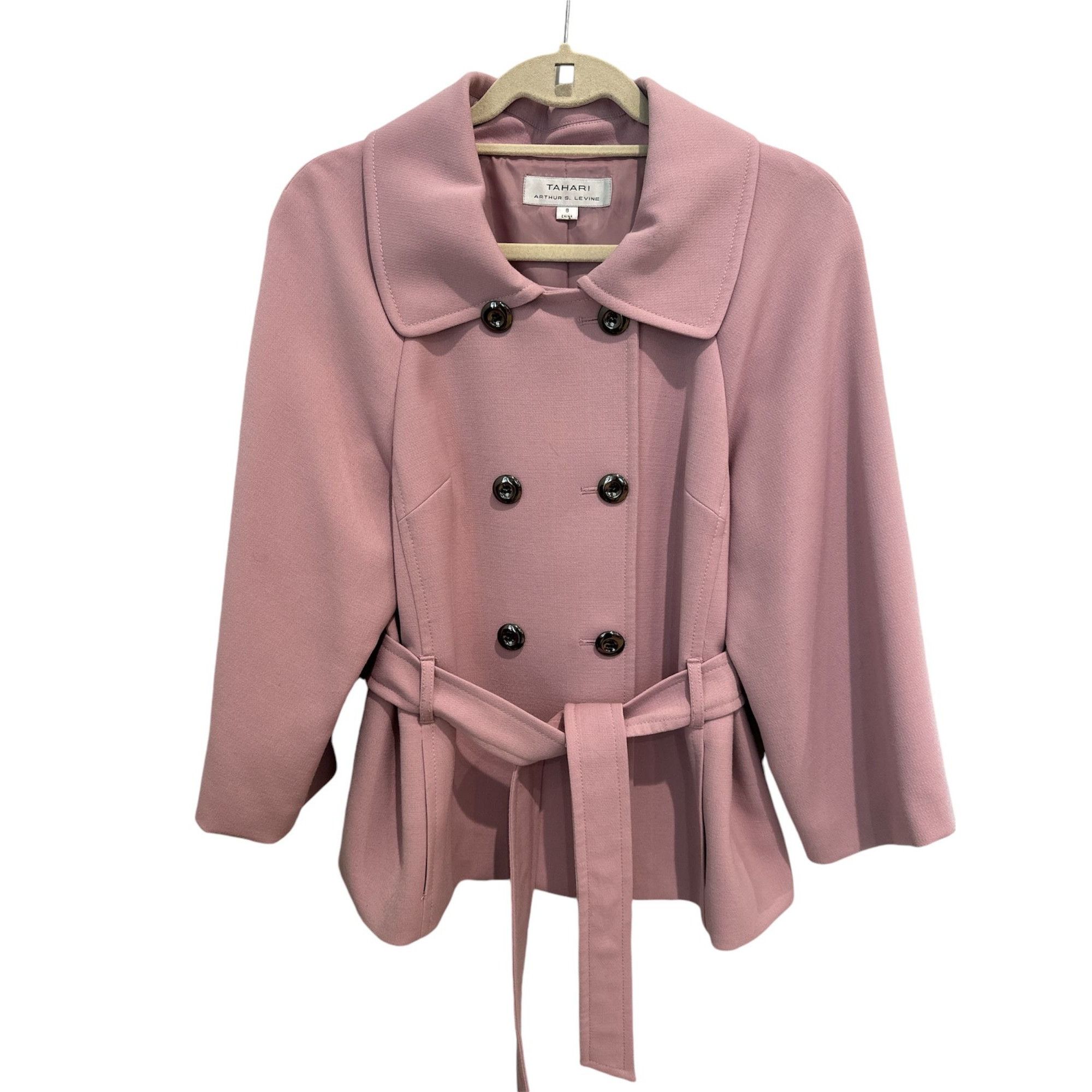 Tahari by Arthur S. Levine Belted PeaCoat, size 8