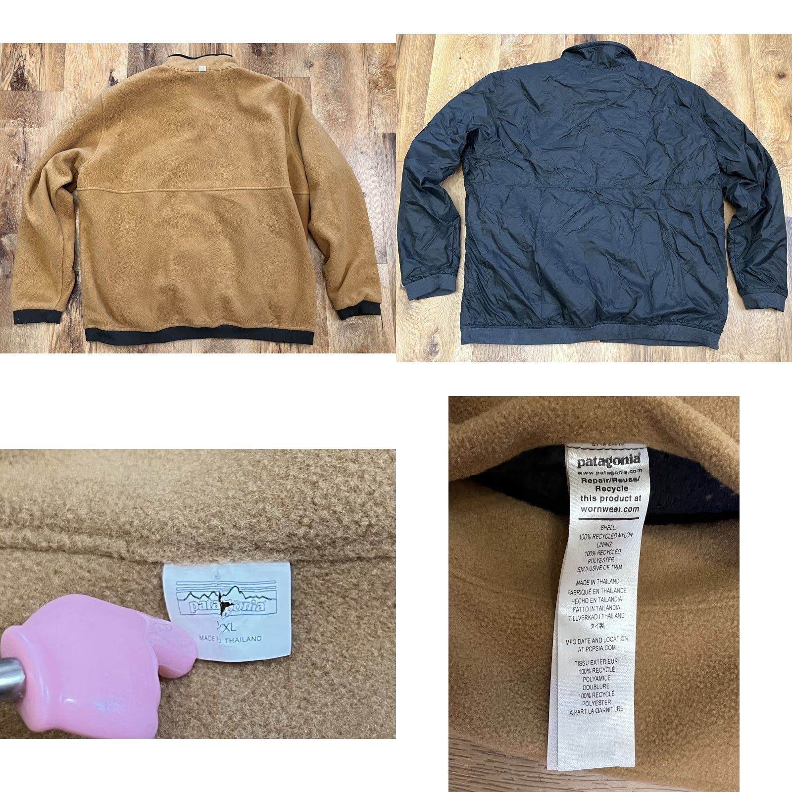 Patagonia Patagonia Reversible Jacket Men Navy Tan XXL Nylon Fleece Zip Zipper Logo Stand Collar Outdoor Casual Long Sleeve Mid-Length 2XL Blue Size US XXL / EU 58 / 5 - 8 Thumbnail