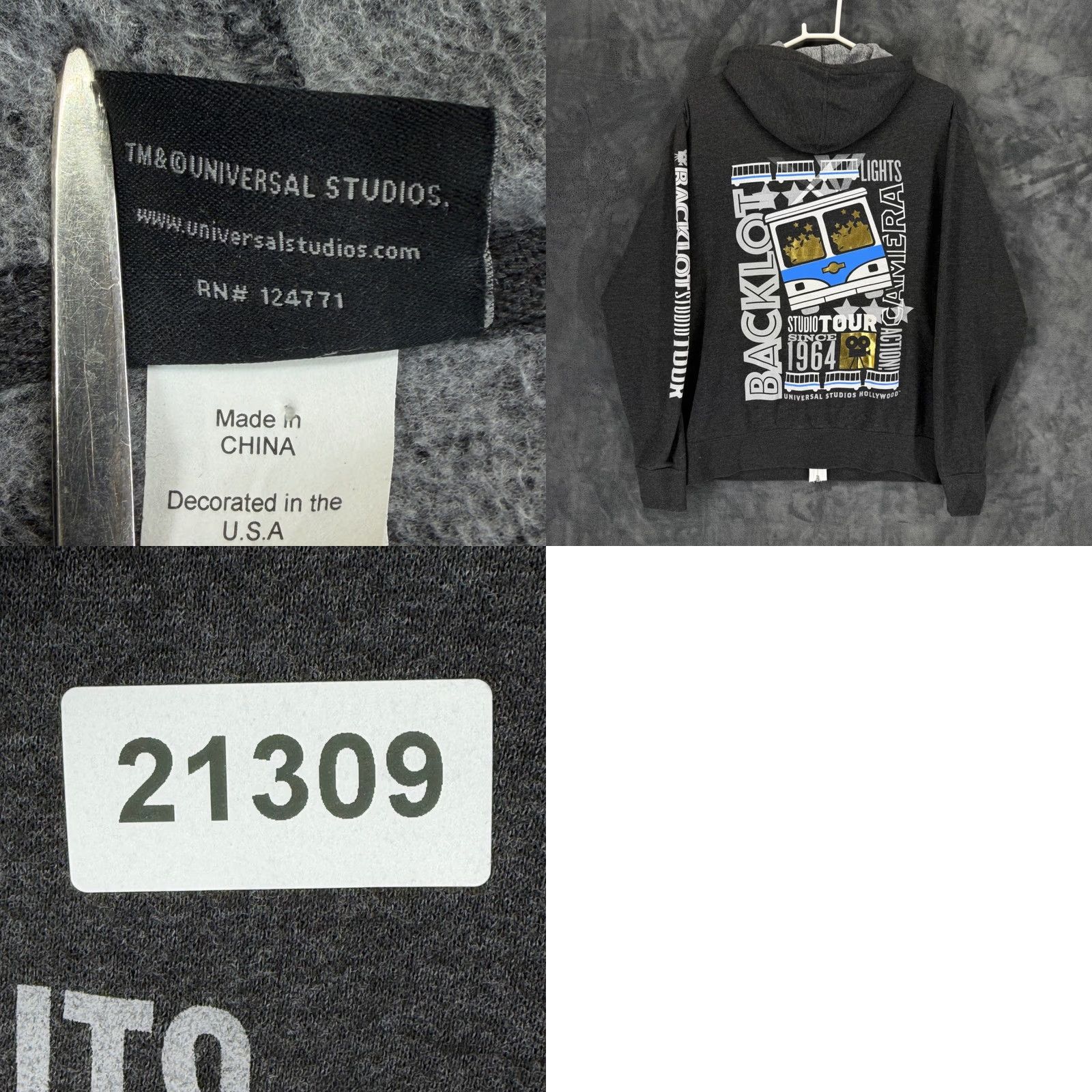 Vintage VINTAGE? No. Universal Studios Hollywood Studio Tour Backlot Zip Hoodie Gray Mens L Size US L / EU 52-54 / 3 - 9 Thumbnail