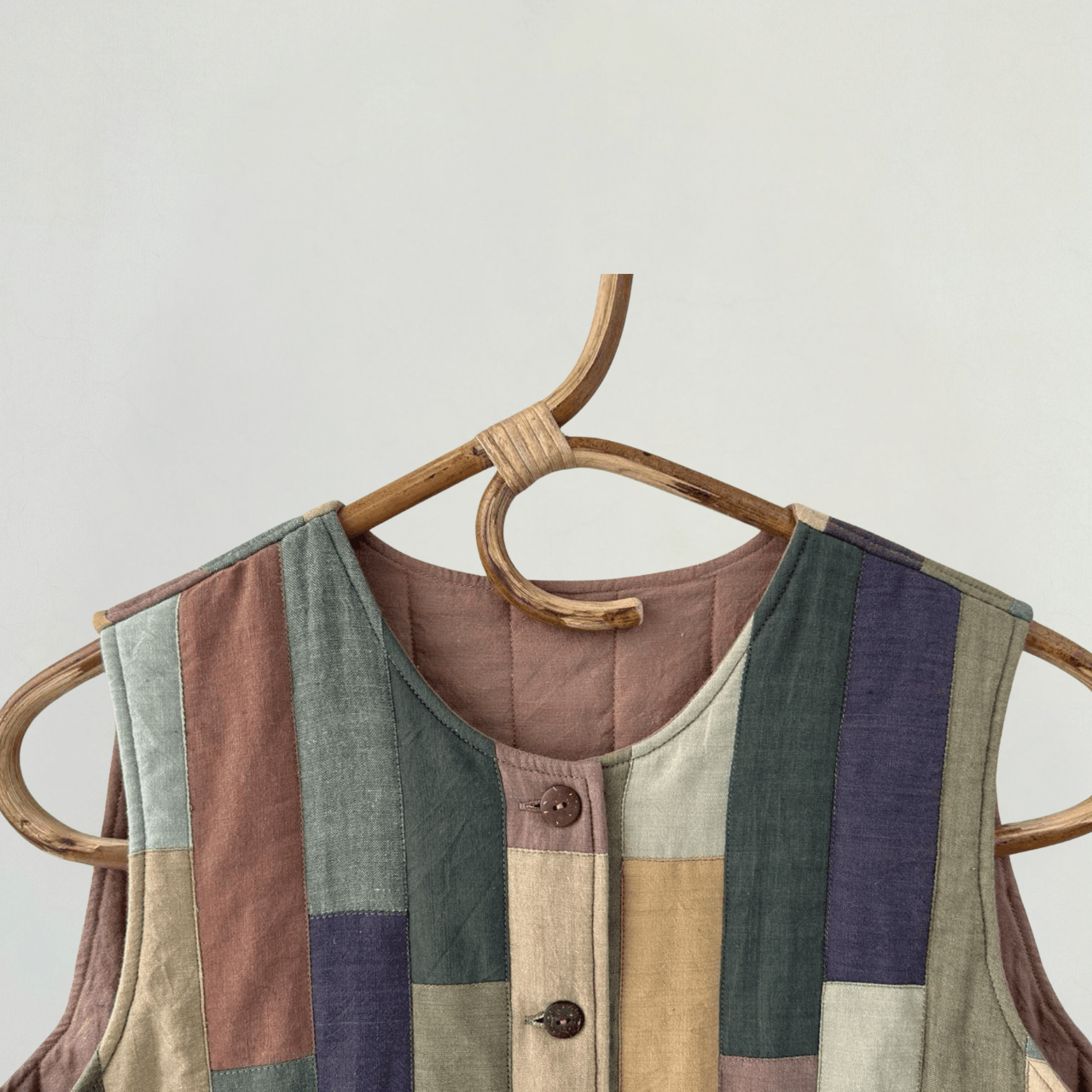 Handmade Vintage Inspired Organic Patchwork Vest Size L / US 10 / IT 46 - 6 Thumbnail