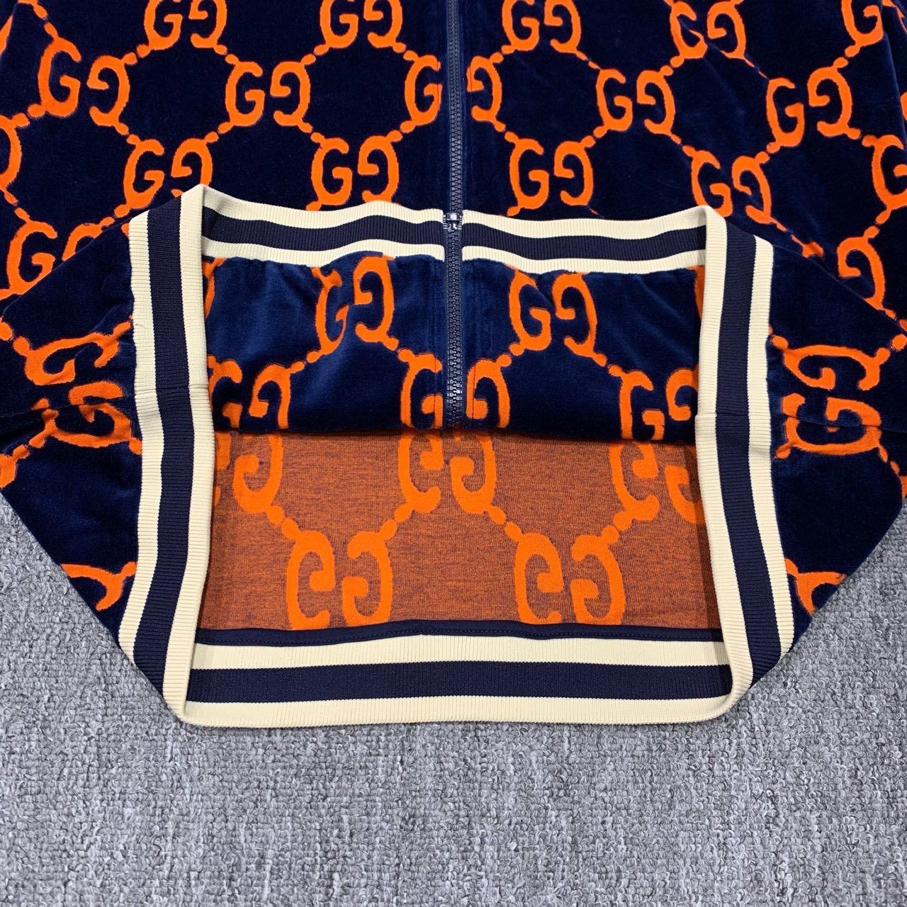 Gucci Gucci blue orange double G old flower full print velvet jac Size US XL / EU 56 / 4 - 9 Thumbnail
