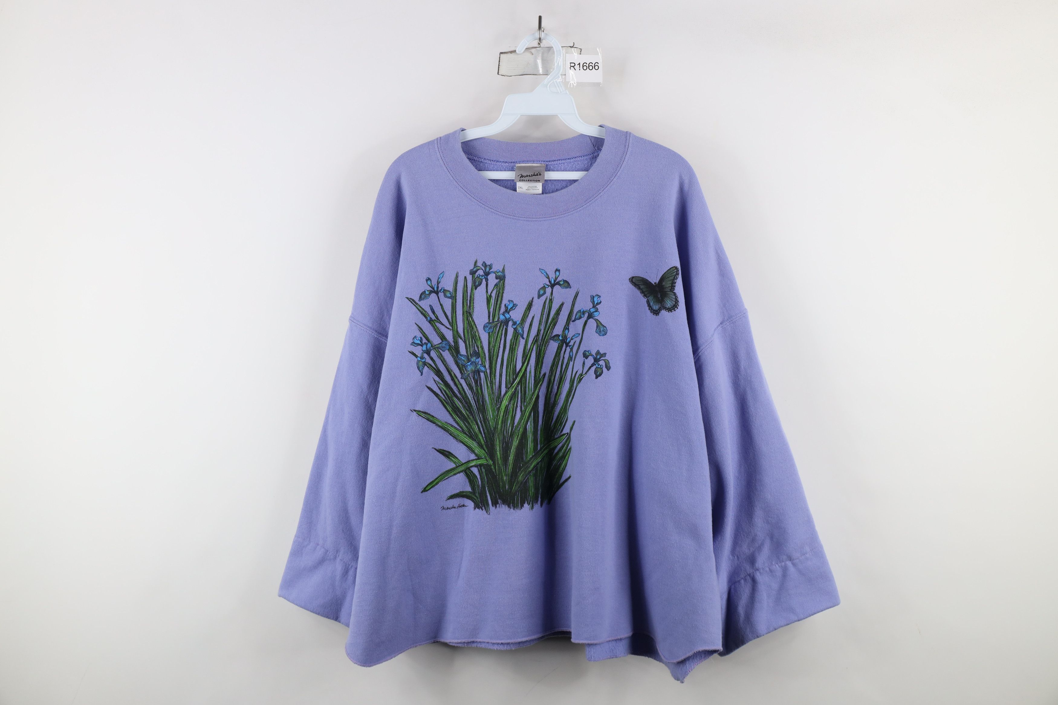 Vintage Vintage 90s Streetwear Nature Flower Butterfly Sweatshirt Size XXL / US 16-18 / IT 52-54 - 1 Thumbnail